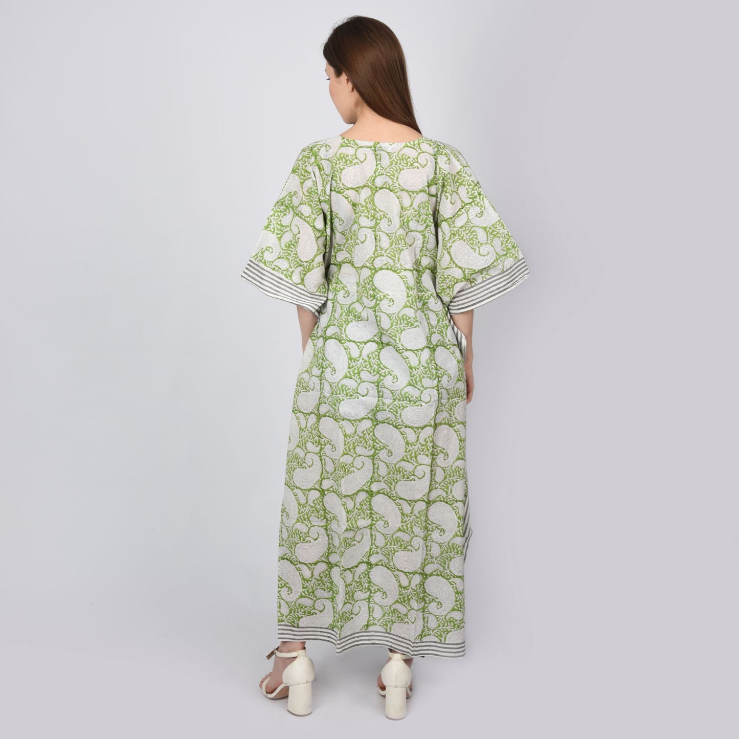 Hand Block Print Cotton Caftans For Women Free Size Vintage traditonal art Maxi gown sleepwear Night gown