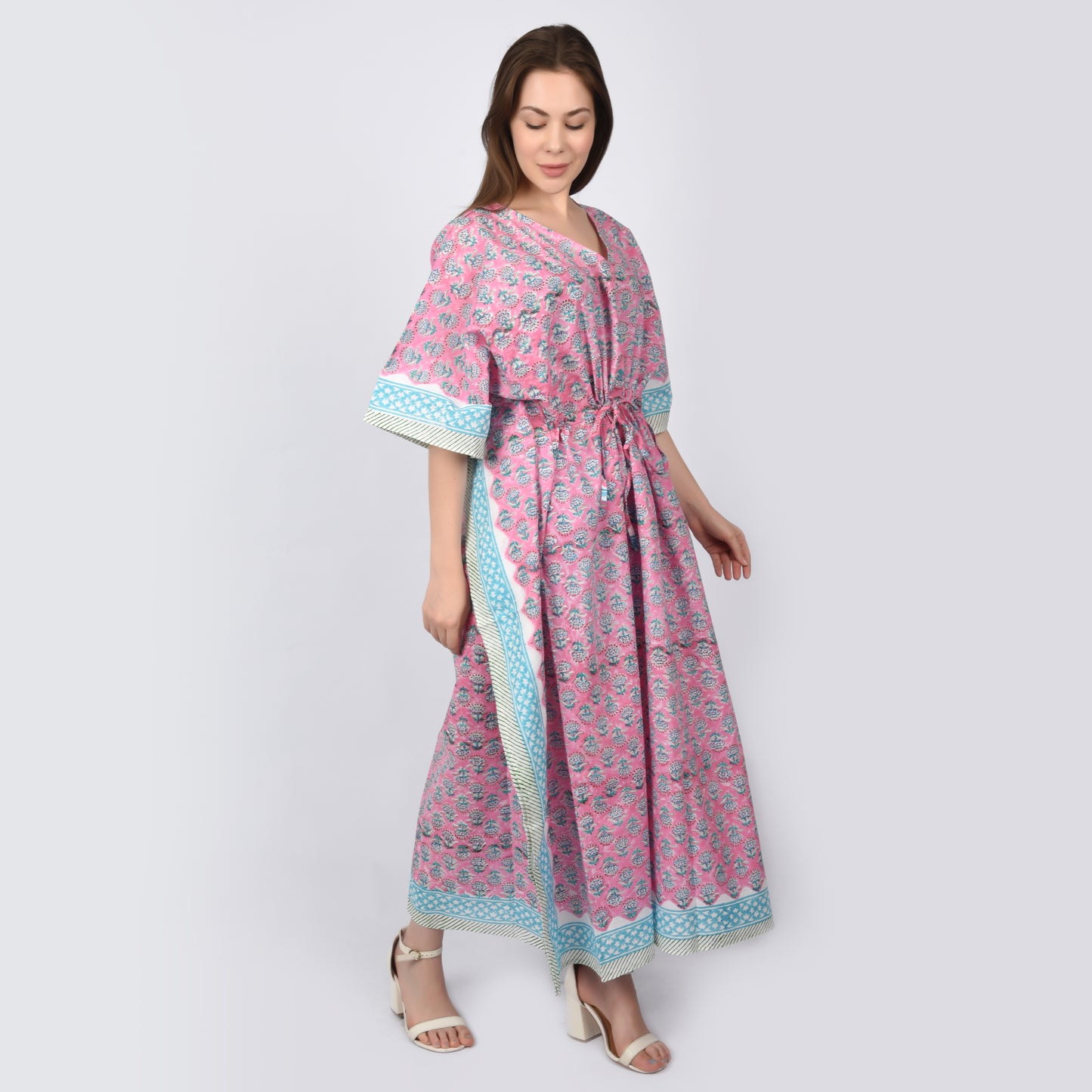 Hand Block Print Cotton Caftans For Women Free Size Maxi Traditional dress sleep wear Maxi Gown
