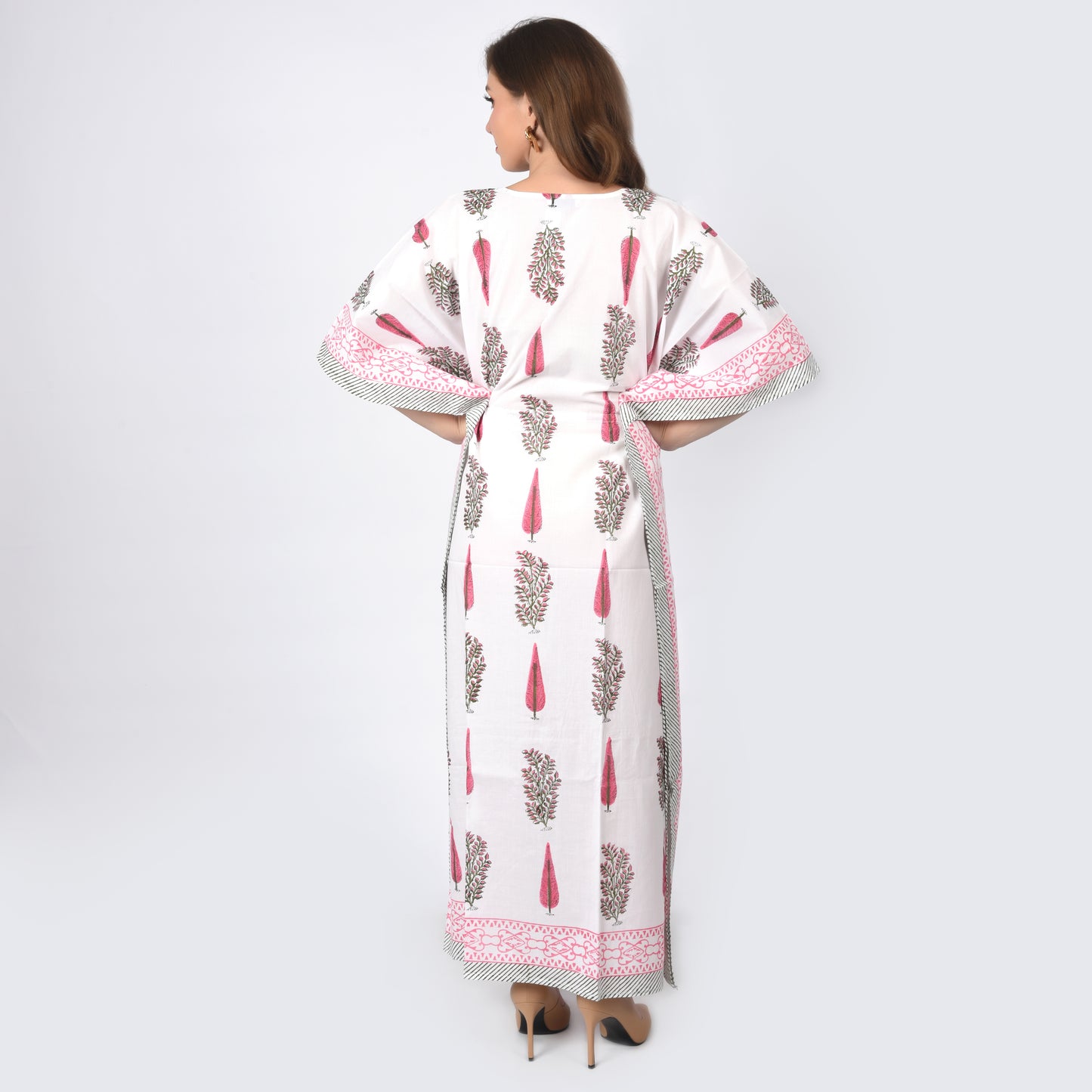 Hand Block Print Cotton Caftans For Women Free Size Vintage traditonal art Maxi gown sleepwear Night gown