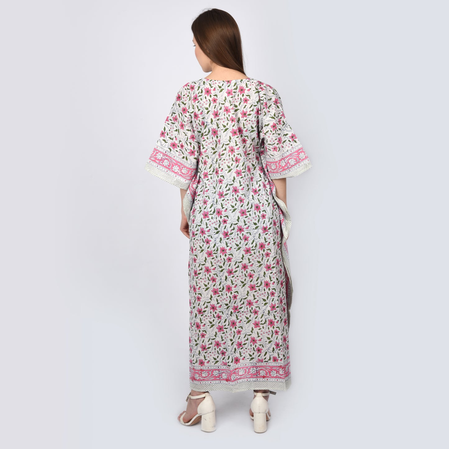 Hand Block Print Cotton Caftans For Women Free Size Vintage traditonal art Maxi gown sleepwear Night gown
