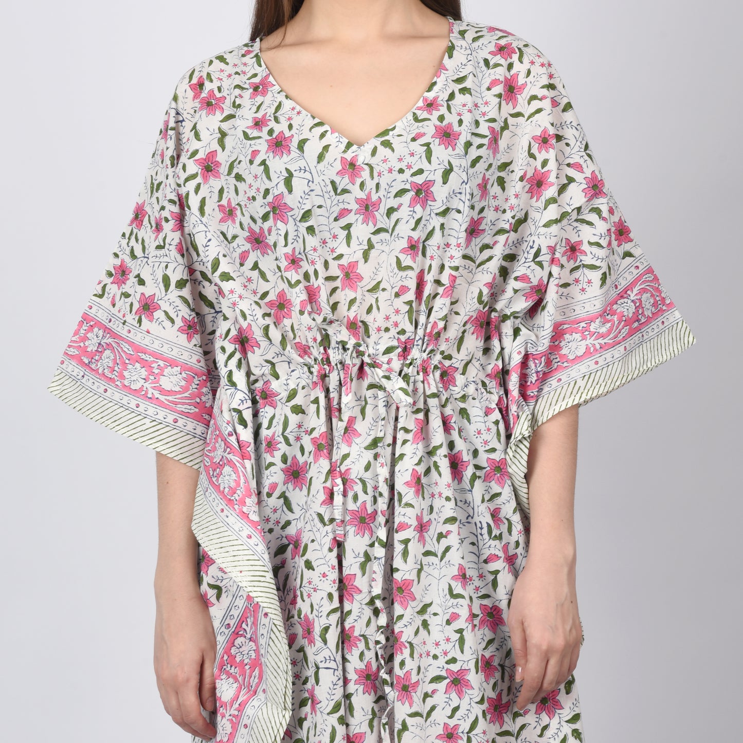Hand Block Print Cotton Caftans For Women Free Size Vintage traditonal art Maxi gown sleepwear Night gown