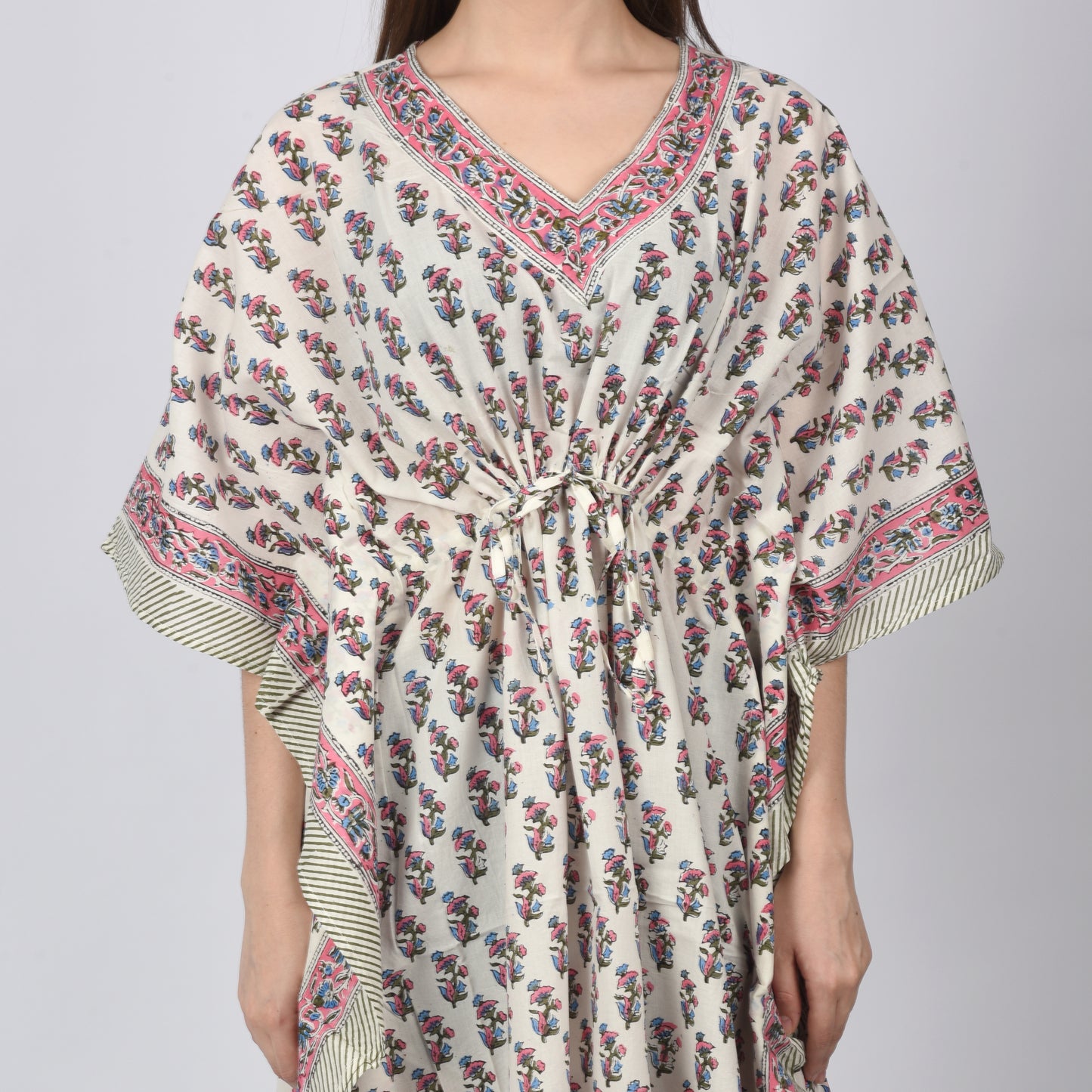 Hand Block Print Cotton Caftans For Women Free Size Vintage traditonal art Maxi gown sleepwear Night gown