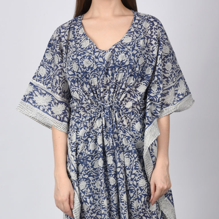 Hand Block Print Cotton Caftans For Women Free Size Vintage traditonal art Maxi gown sleepwear Night gown
