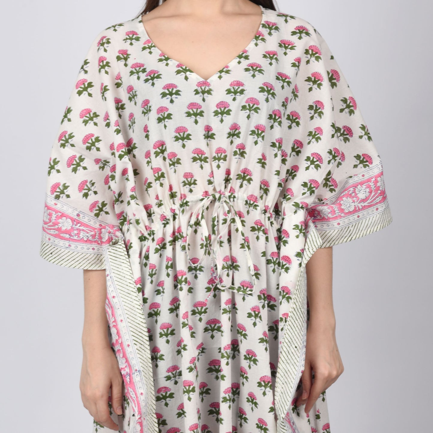 Hand Block Print Cotton Caftans For Women Free Size Vintage traditonal art Maxi gown sleepwear Night gown