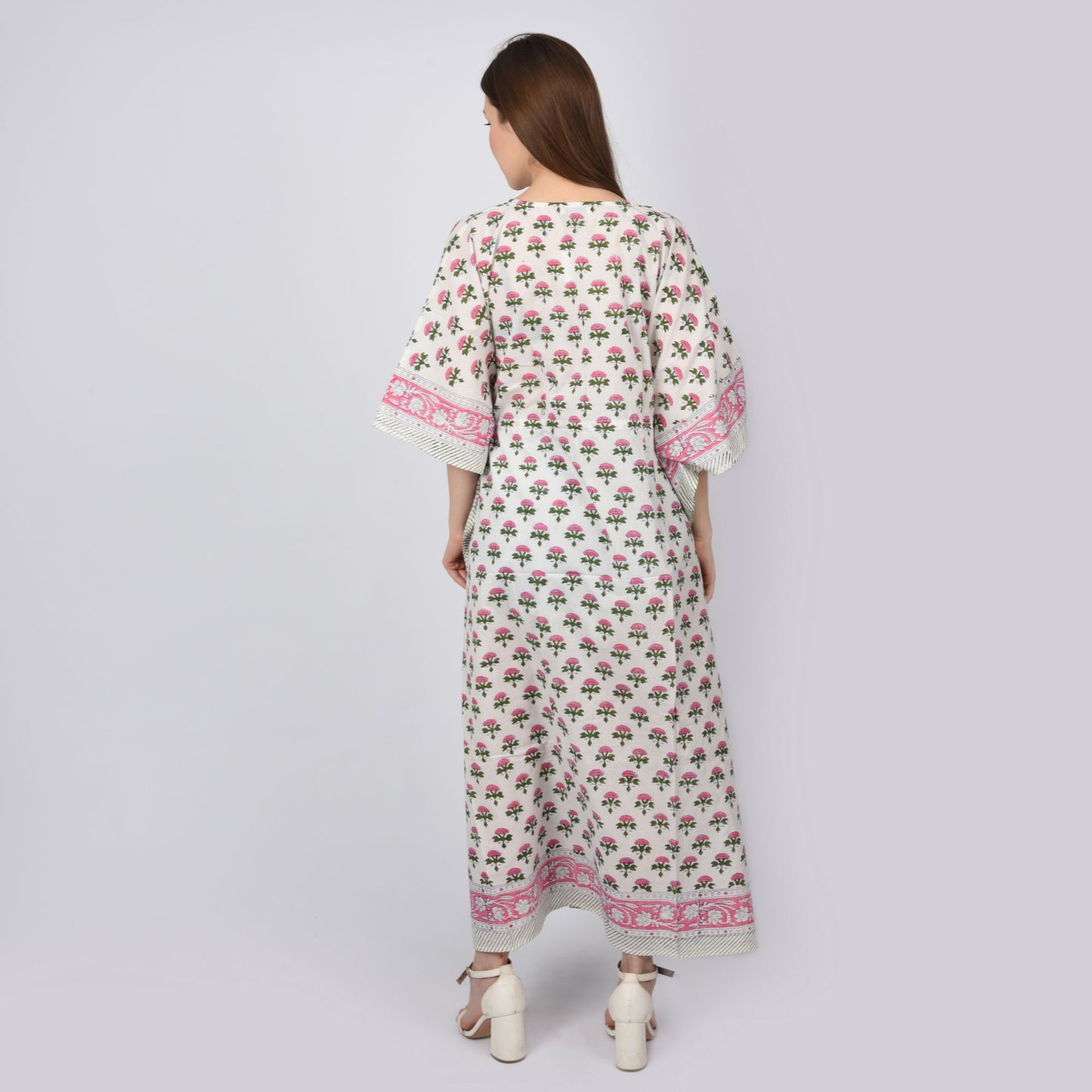 Hand Block Print Cotton Caftans For Women Free Size Vintage traditonal art Maxi gown sleepwear Night gown