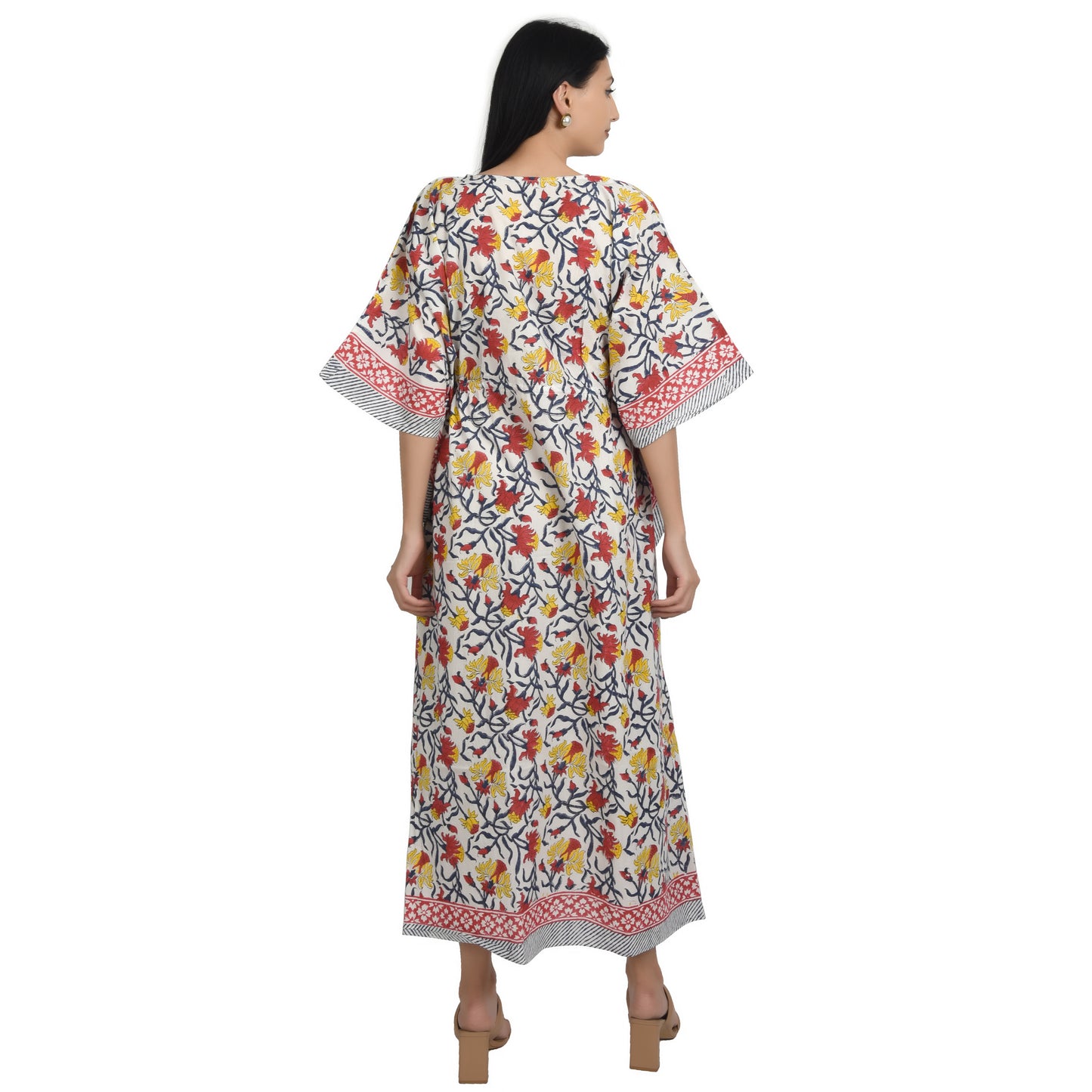 Hand Block Print Cotton Caftans For Women Free Size Vintage traditonal art Maxi gown sleepwear Night gown Kaftan dress