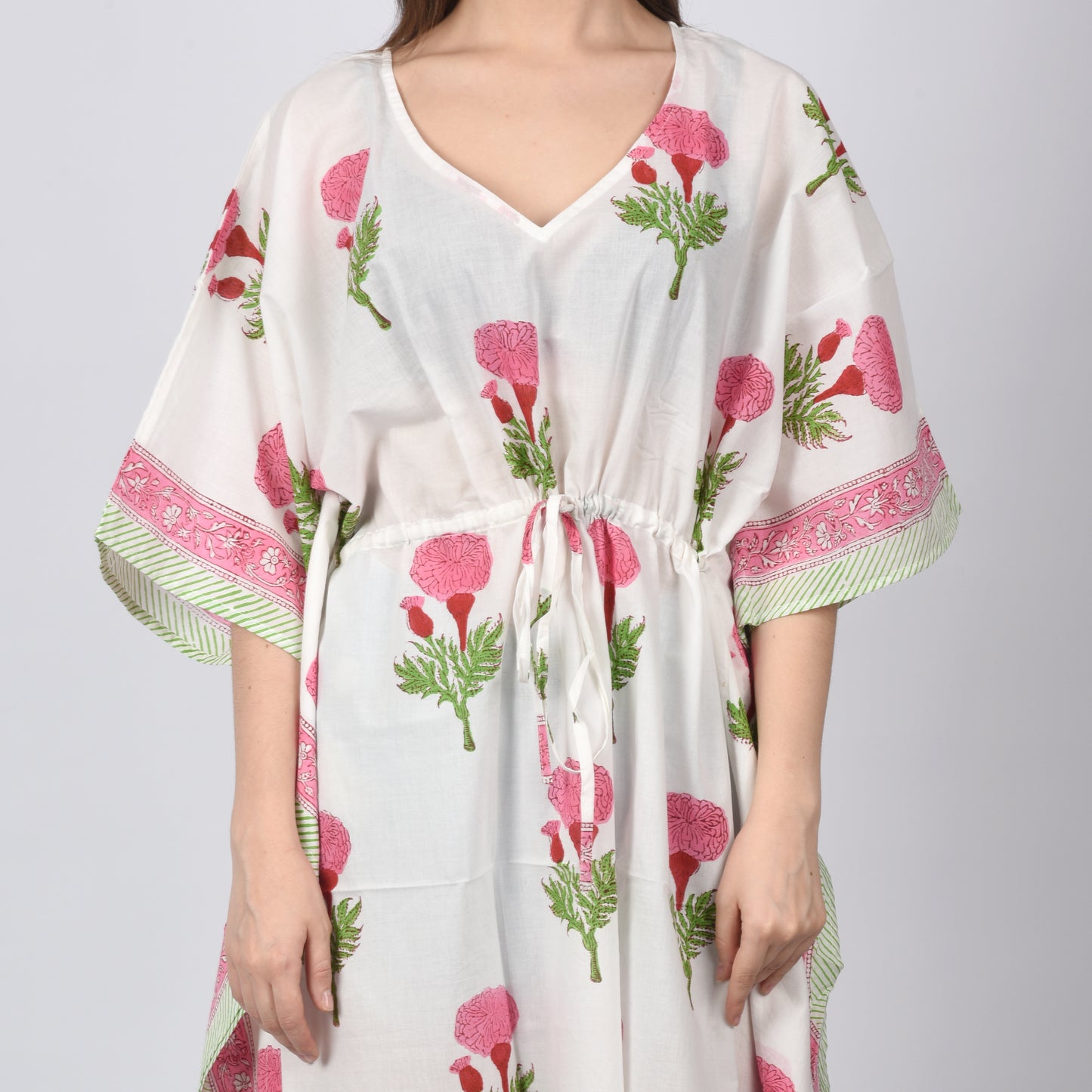 Hand Block Print Cotton Caftans For Women Free Size Sleepwear Vintage traditonal art