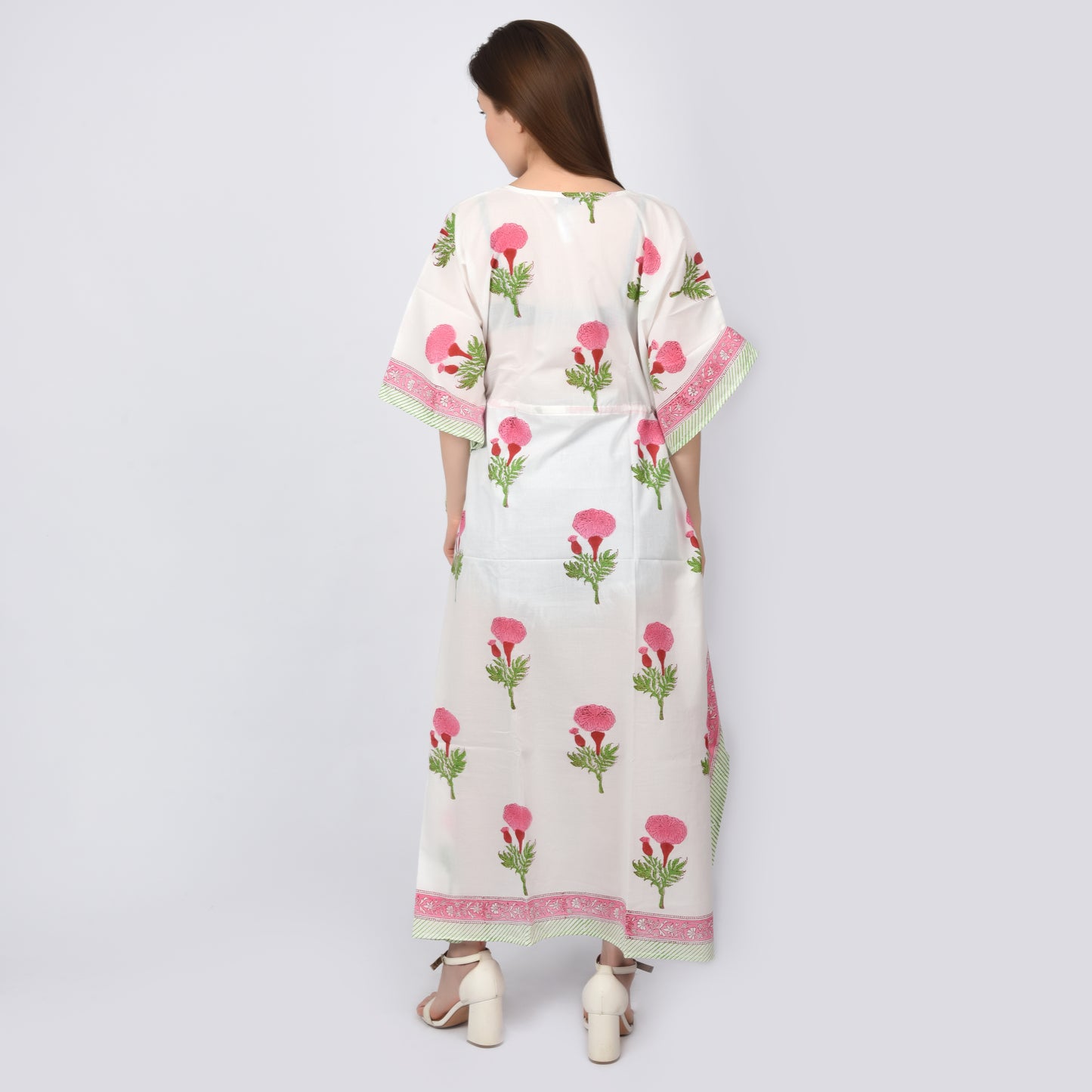 Hand Block Print Cotton Caftans For Women Free Size Sleepwear Vintage traditonal art
