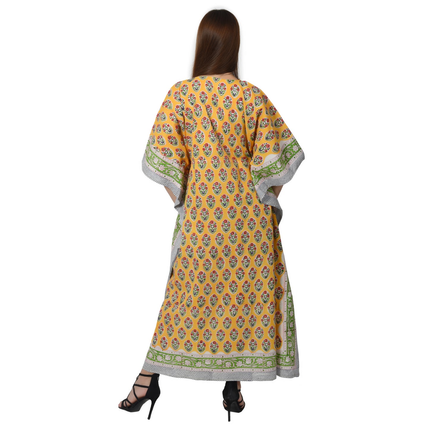 Hand Block Print Cotton Caftans For Women Free Size Vintage traditonal art Maxi gown sleepwear Night gown Kaftan dress
