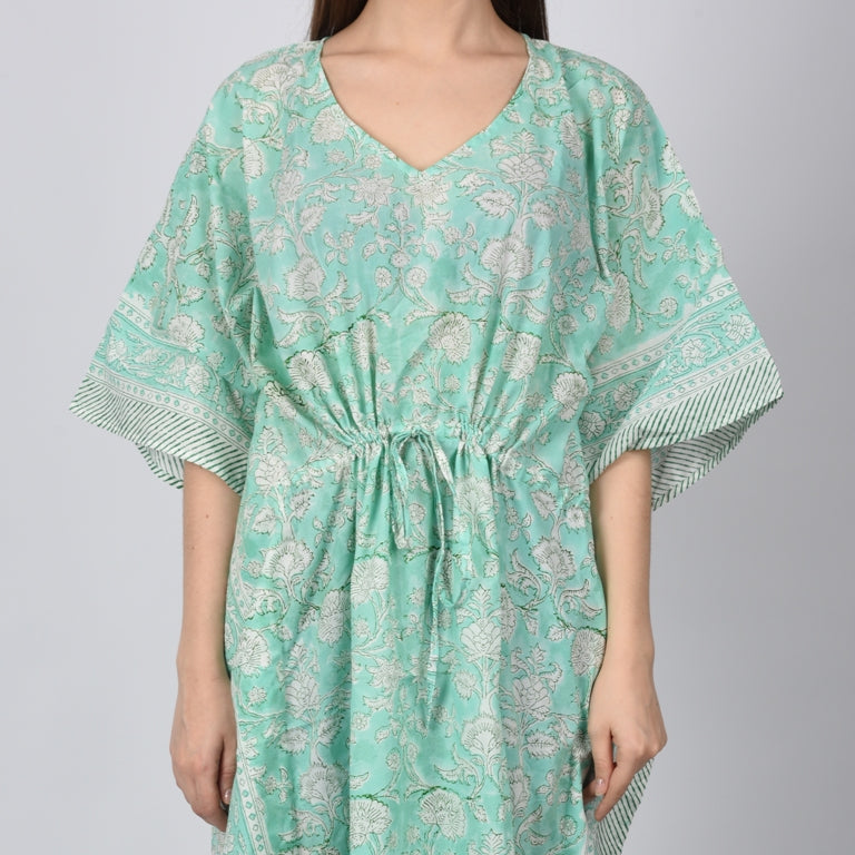Hand Block Print Cotton Caftans For Women Free Size Vintage traditonal art Maxi gown sleepwear Night gown Kaftan dress