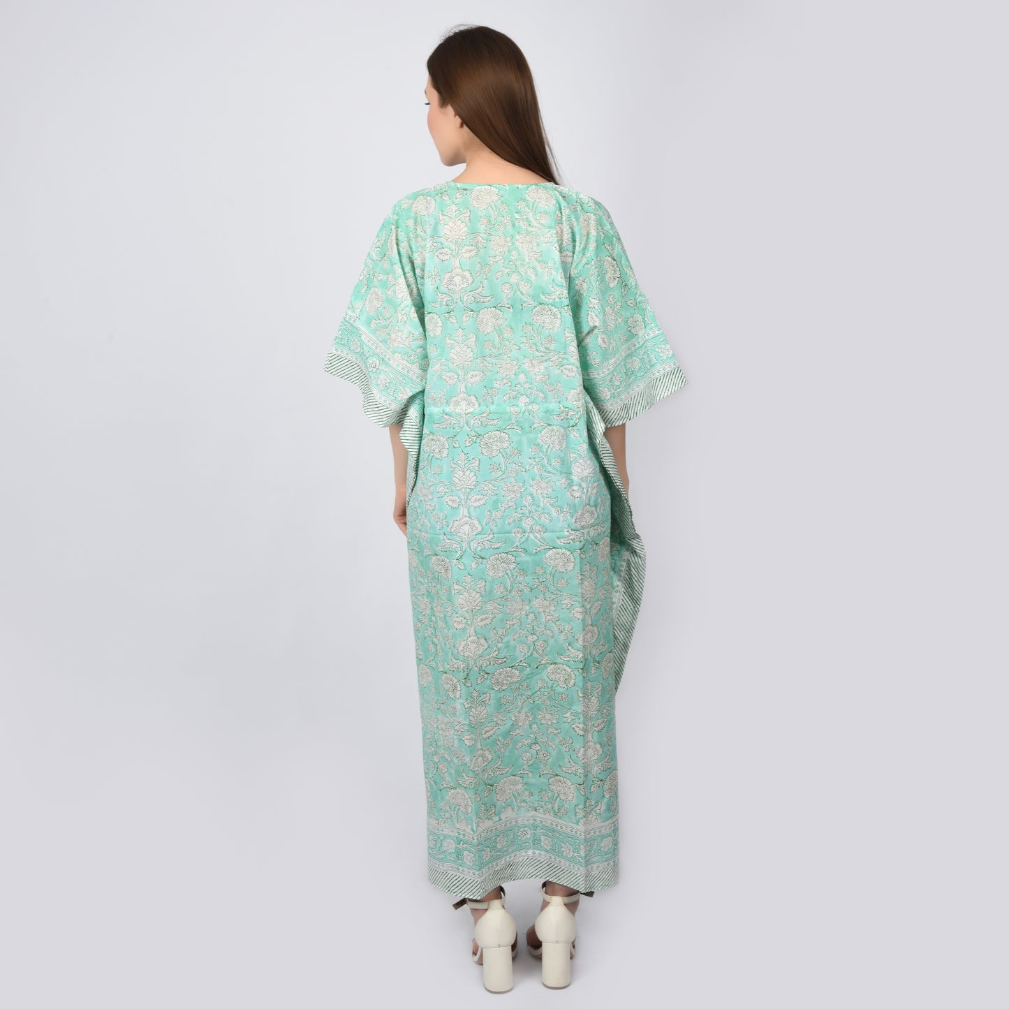 Hand Block Print Cotton Caftans For Women Free Size Vintage traditonal art Maxi gown sleepwear Night gown Kaftan dress