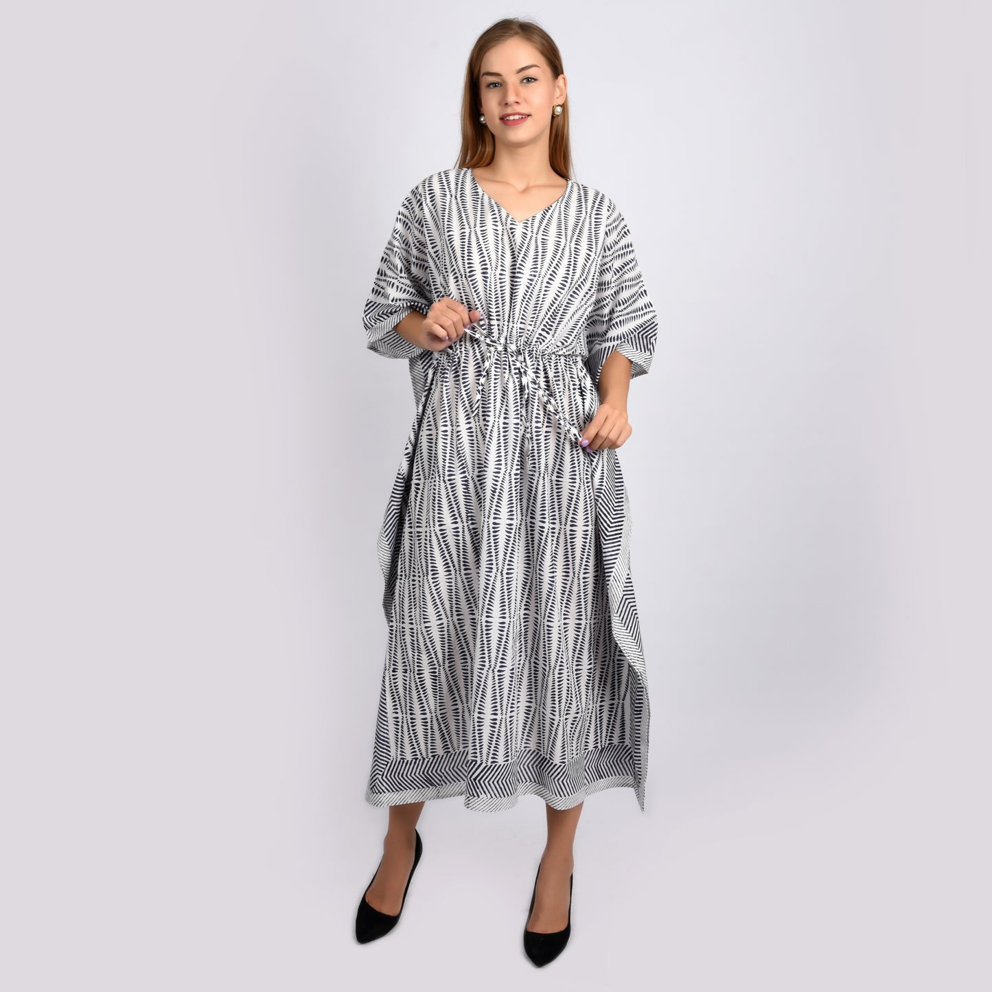 Hand Block Print Cotton Caftans For Women Free Size Vintage traditonal art Maxi gown sleepwear Night gown Kaftan dress