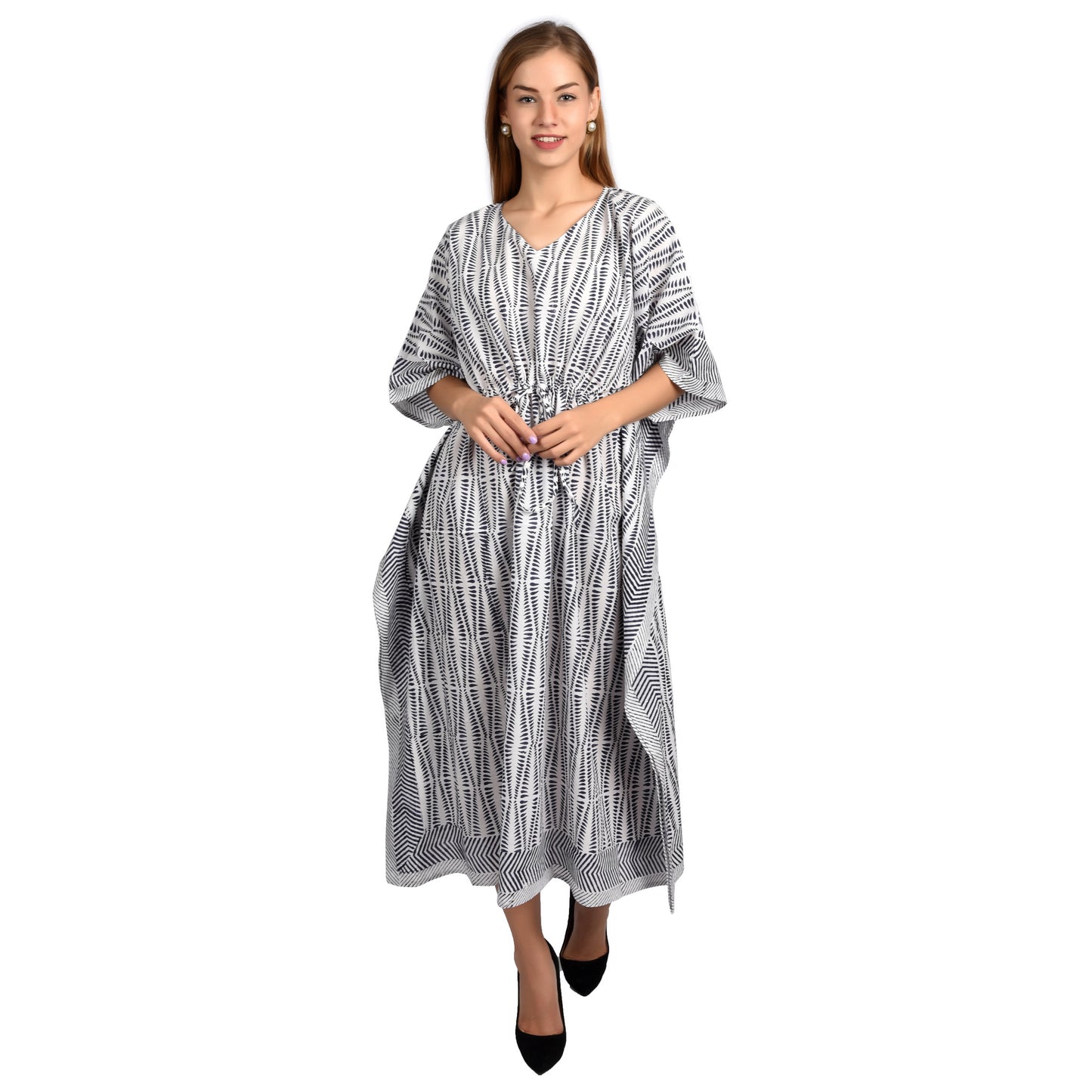 Hand Block Print Cotton Caftans For Women Free Size Vintage traditonal art Maxi gown sleepwear Night gown Kaftan dress
