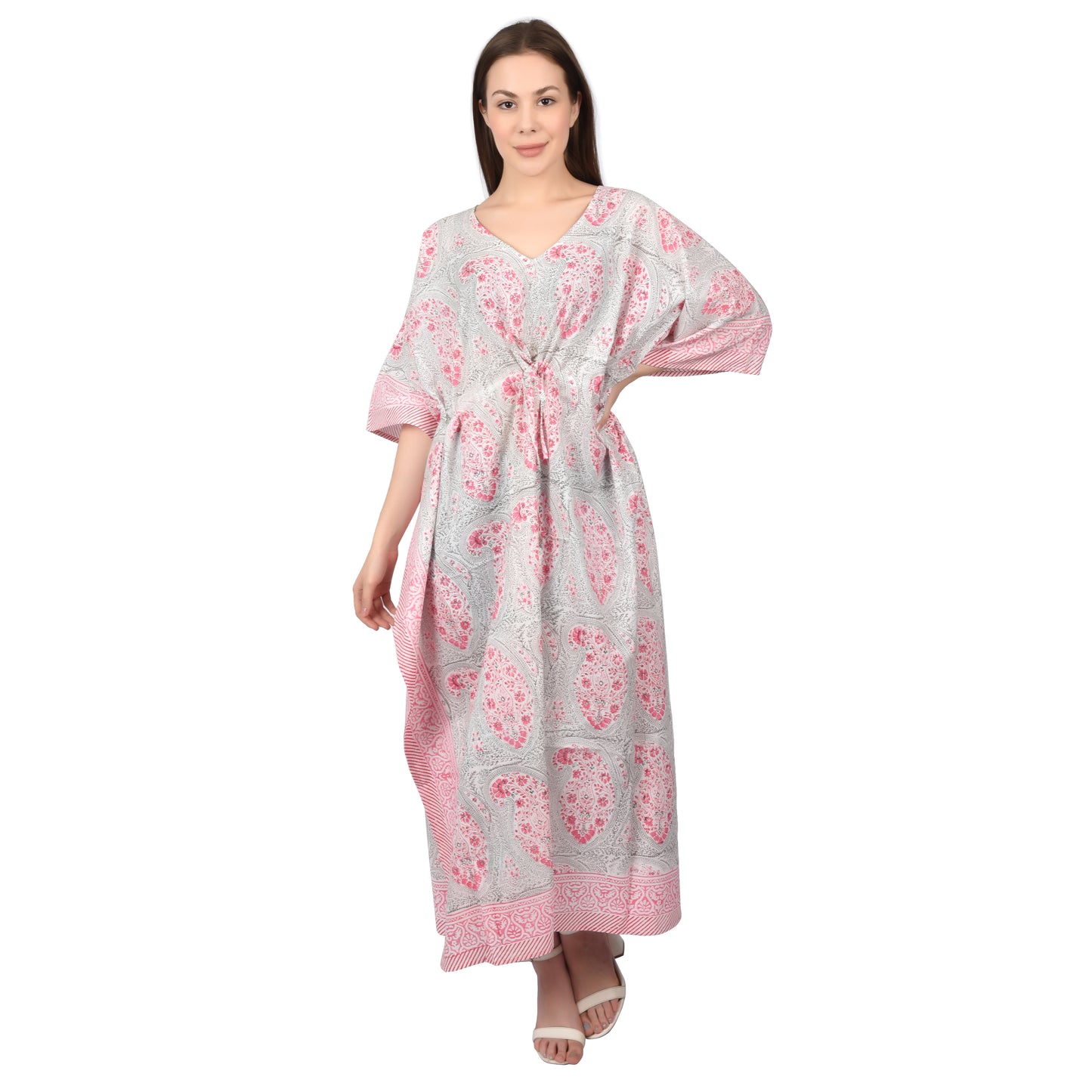 Hand Block Print Cotton Caftans For Women Free Size Vintage traditonal art Maxi gown sleepwear Night gown Kaftan dress