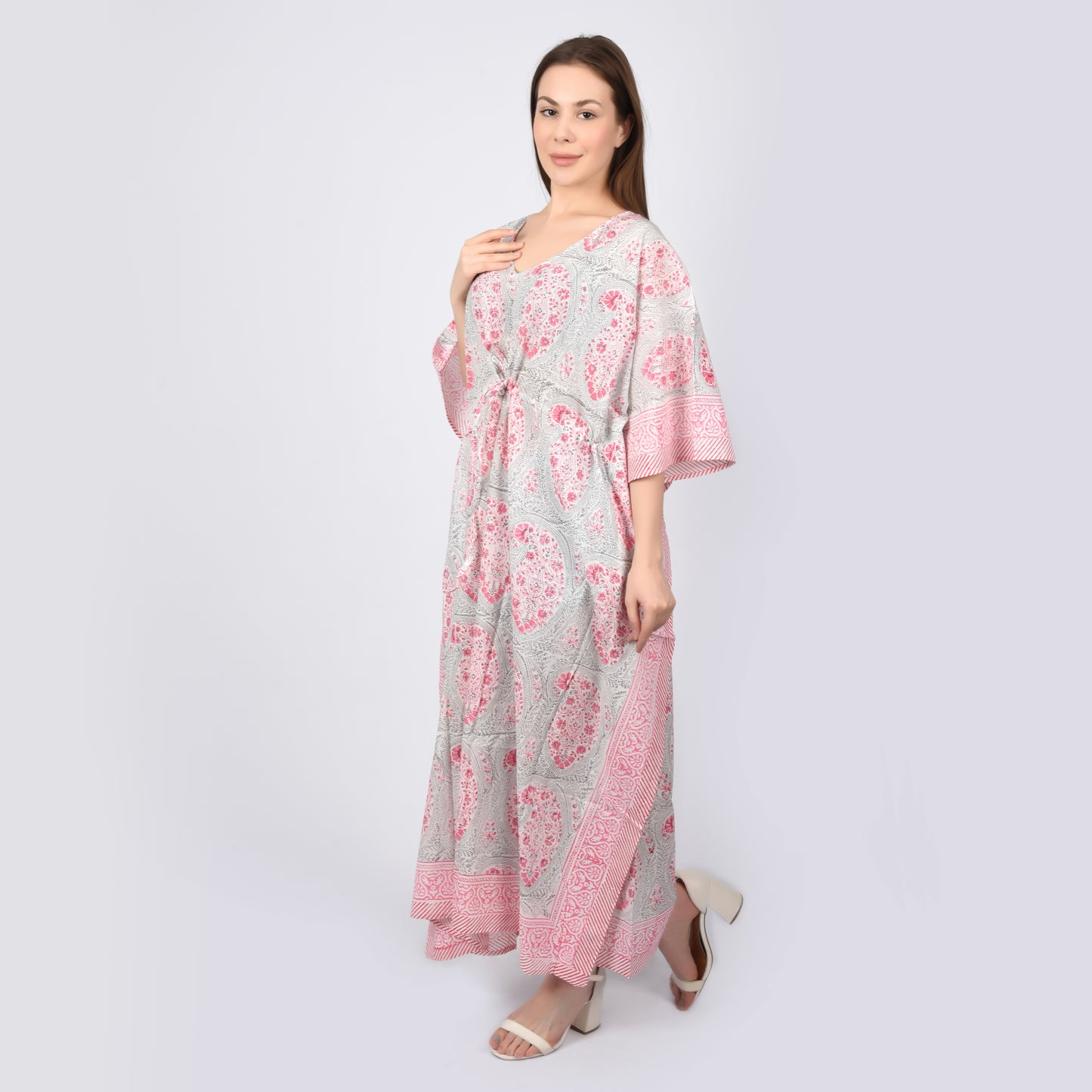 Hand Block Print Cotton Caftans For Women Free Size Vintage traditonal art Maxi gown sleepwear Night gown Kaftan dress