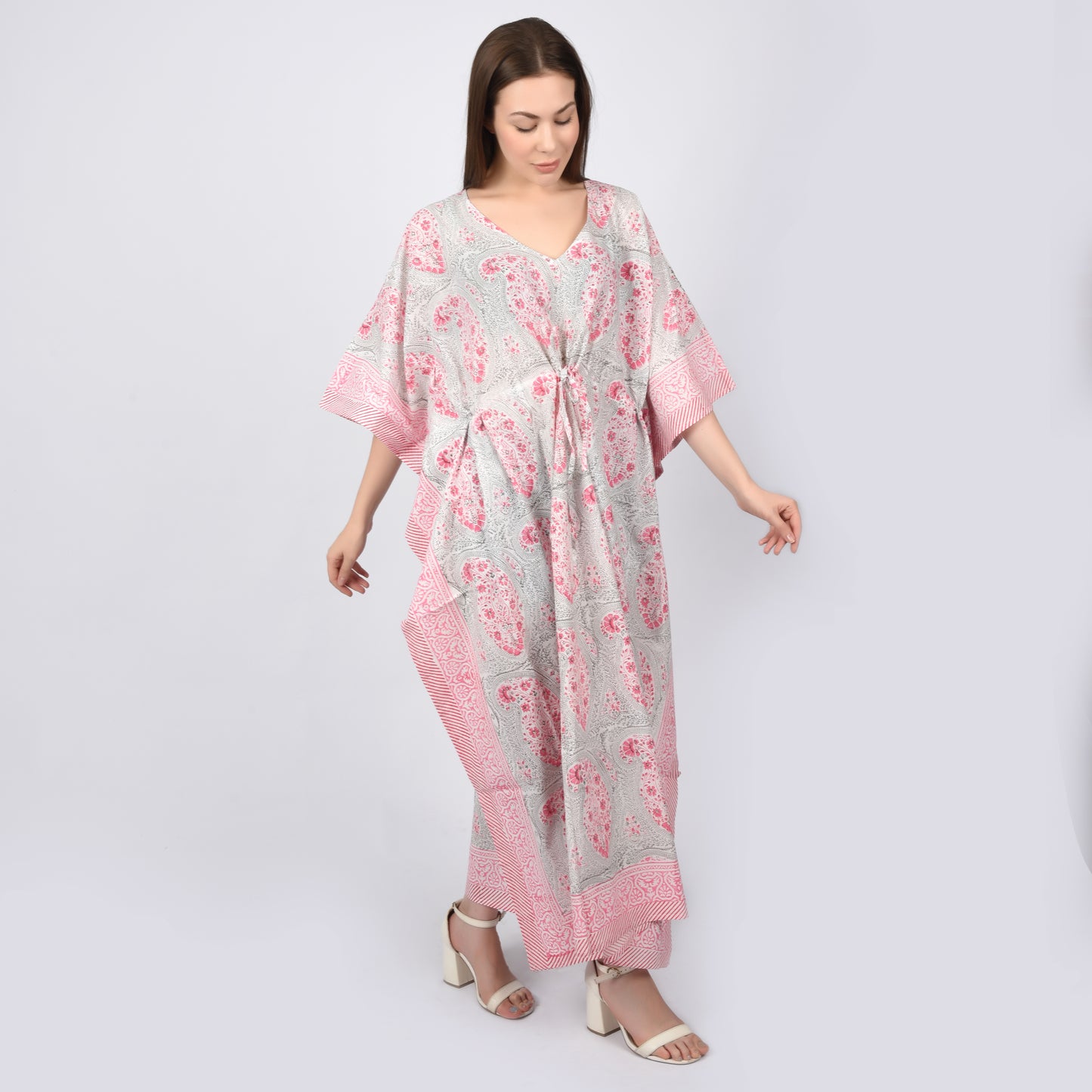 Hand Block Print Cotton Caftans For Women Free Size Vintage traditonal art Maxi gown sleepwear Night gown Kaftan dress