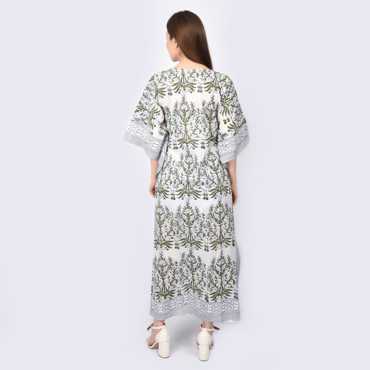 Hand Block Print Cotton Caftans For Women Free Size Vintage traditonal art Maxi gown sleepwear Night gown Kaftan dress