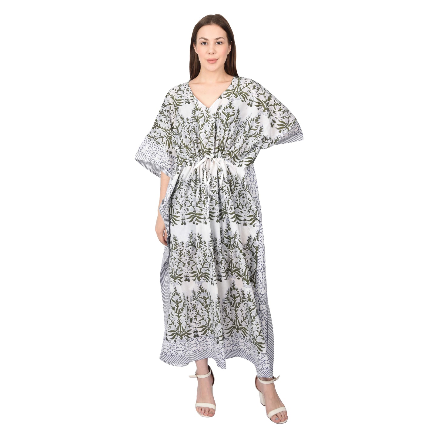 Hand Block Print Cotton Caftans For Women Free Size Vintage traditonal art Maxi gown sleepwear Night gown Kaftan dress