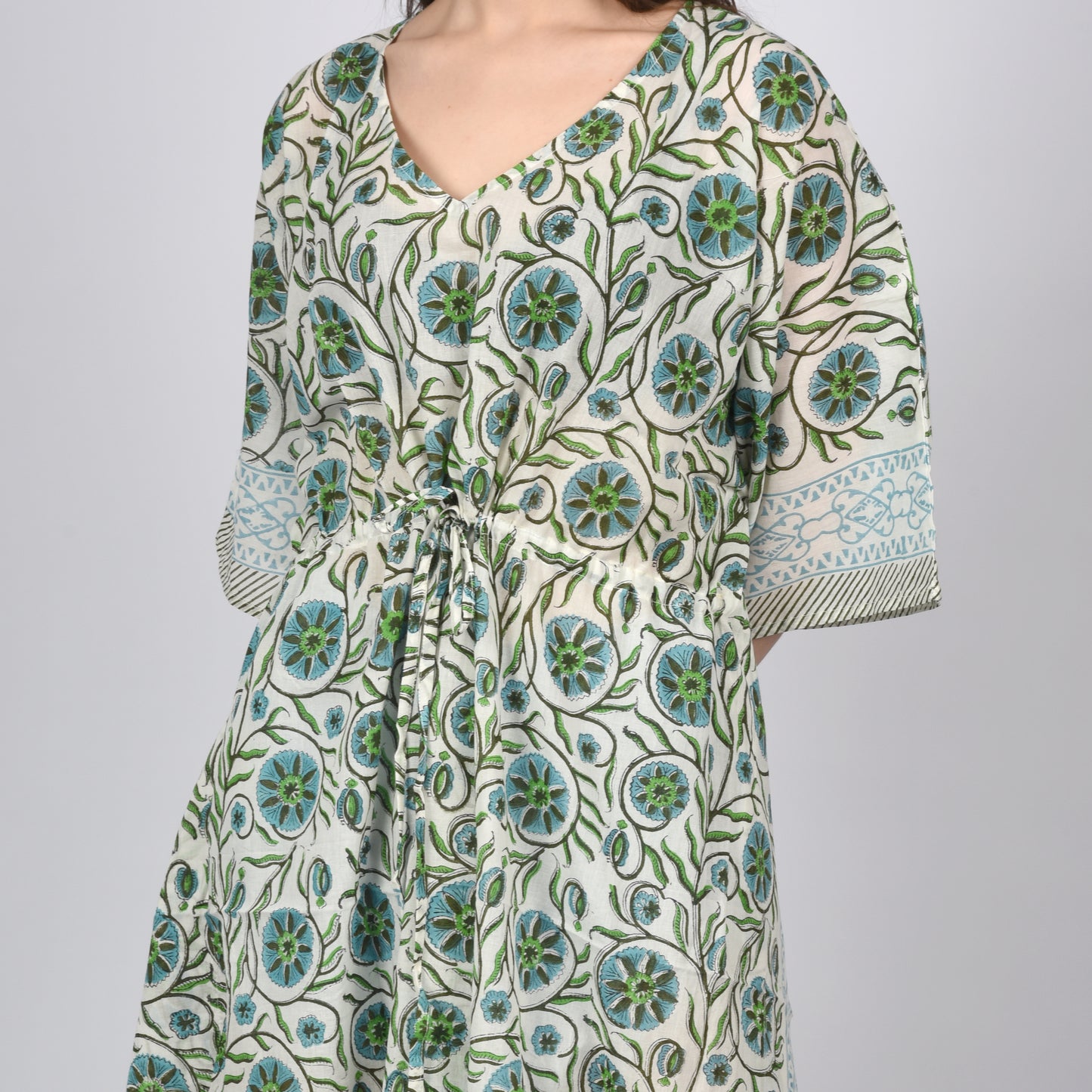 Hand Block Print Cotton Caftans For Women Free Size Vintage traditonal art Maxi gown sleepwear Night gown Kaftan dress