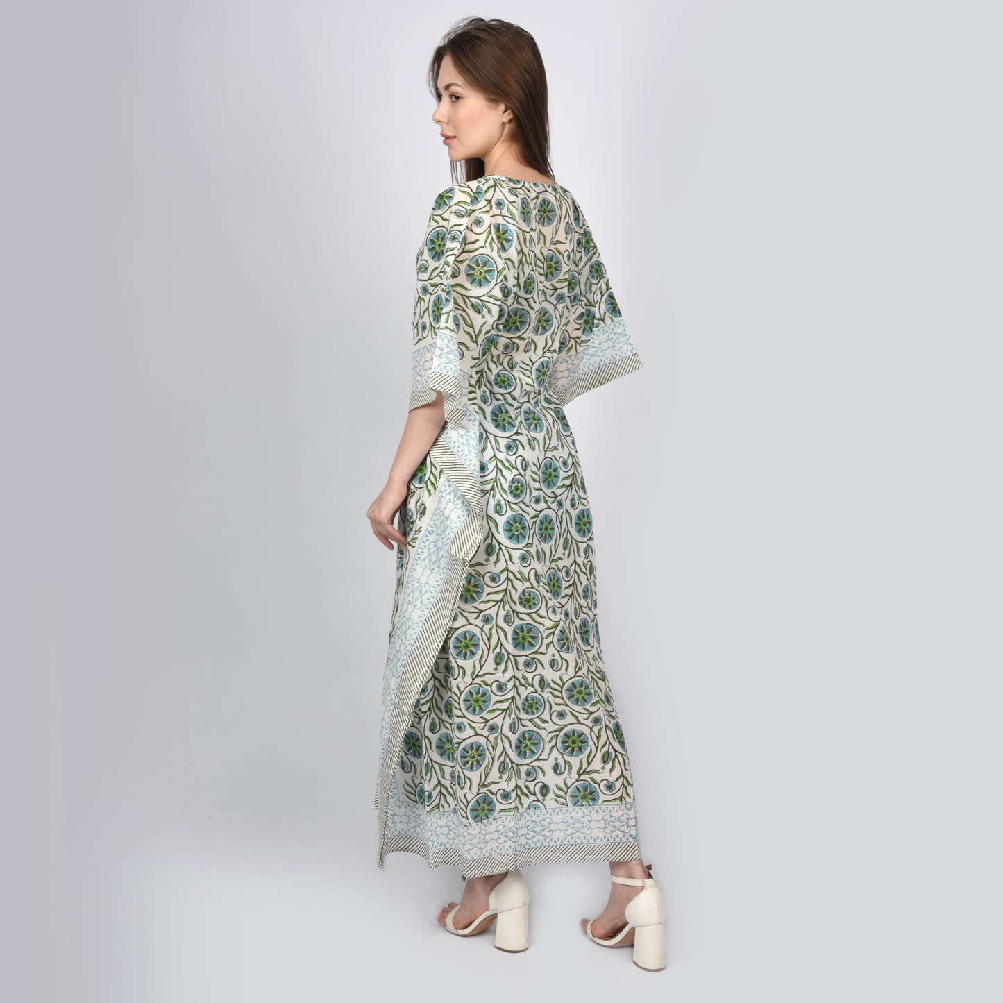 Hand Block Print Cotton Caftans For Women Free Size Vintage traditonal art Maxi gown sleepwear Night gown Kaftan dress
