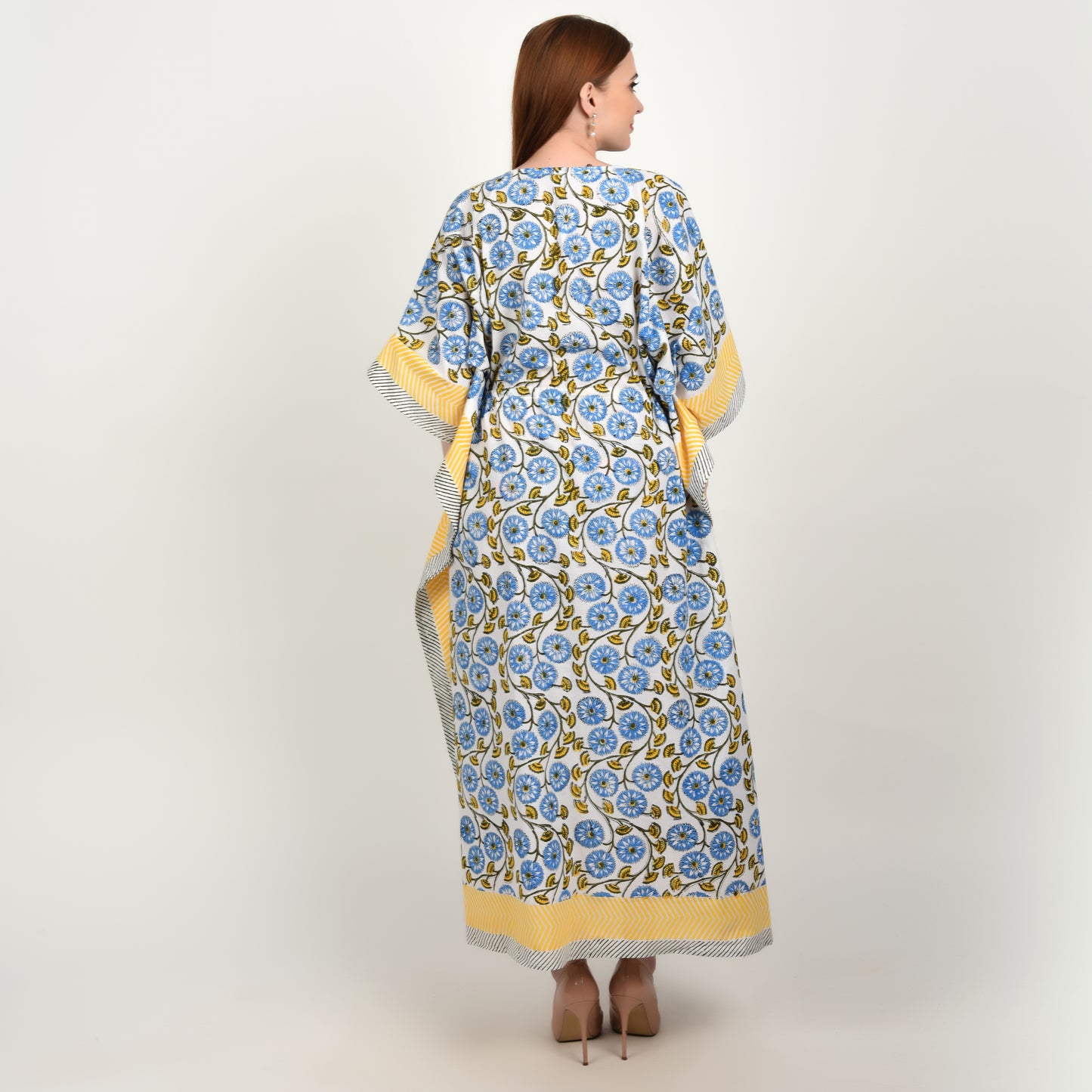 Hand Block Print Cotton Caftans For Women Free Size Vintage traditonal art Maxi gown sleepwear Night gown Kaftan dress