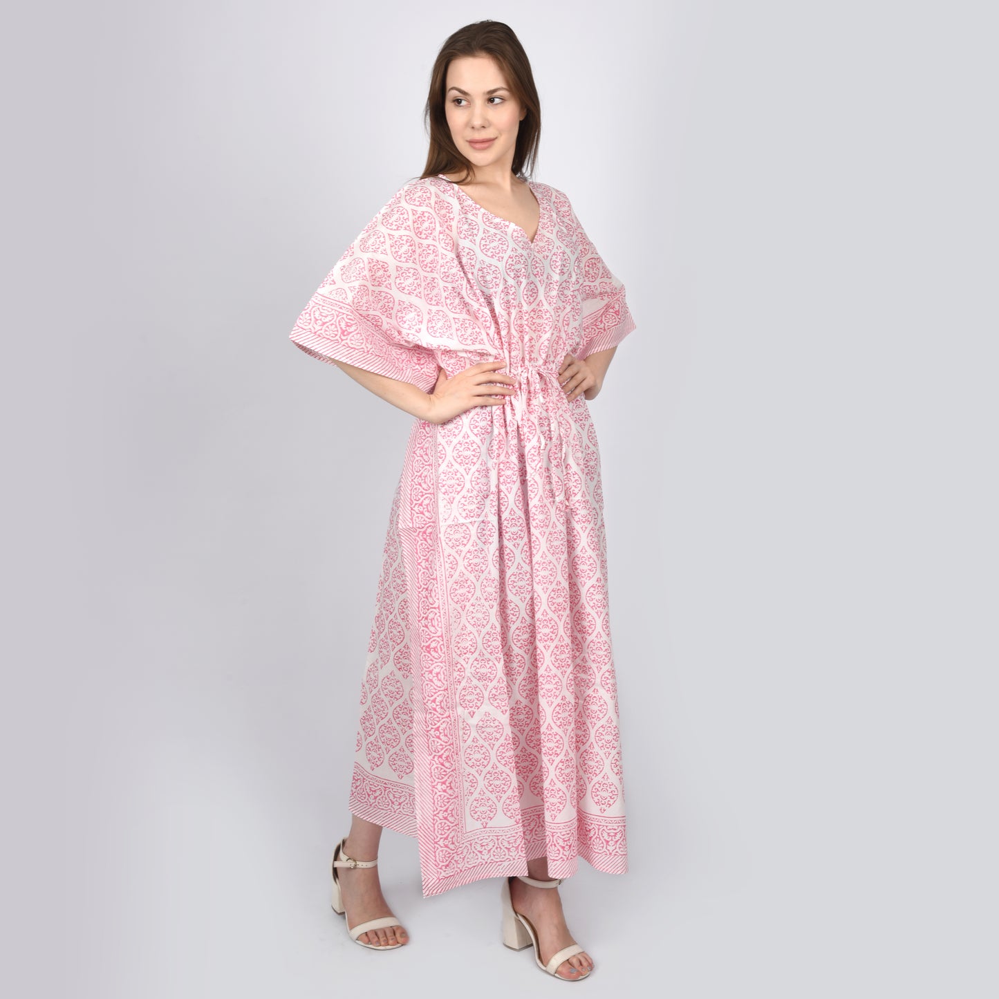 Hand Block Print Cotton Caftans For Women Free Size Vintage traditonal art Maxi gown sleepwear Night gown Kaftan dress