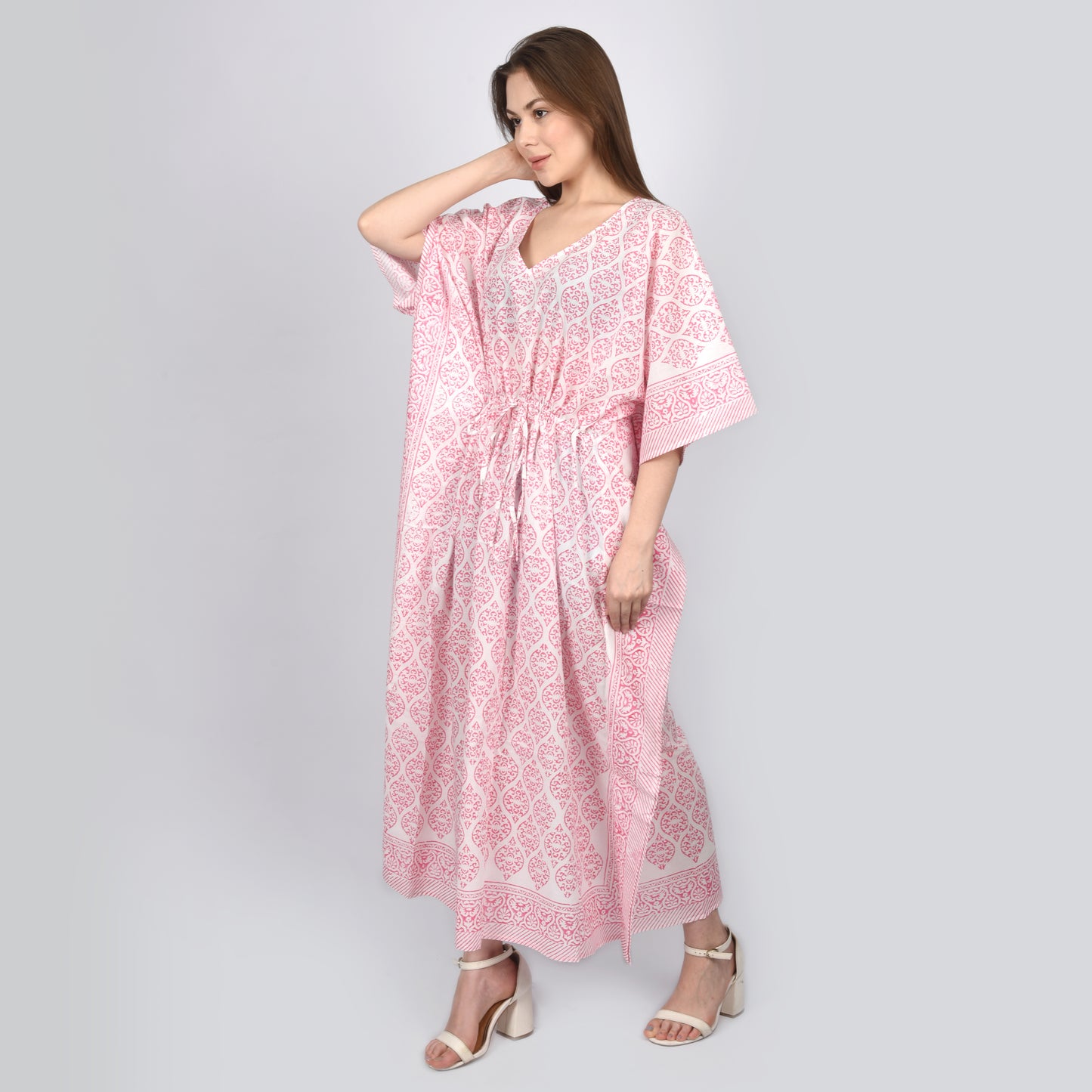 Hand Block Print Cotton Caftans For Women Free Size Vintage traditonal art Maxi gown sleepwear Night gown Kaftan dress