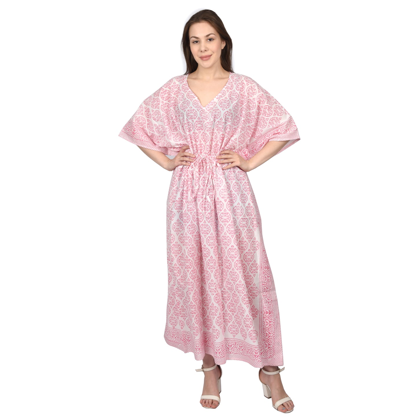 Hand Block Print Cotton Caftans For Women Free Size Vintage traditonal art Maxi gown sleepwear Night gown Kaftan dress