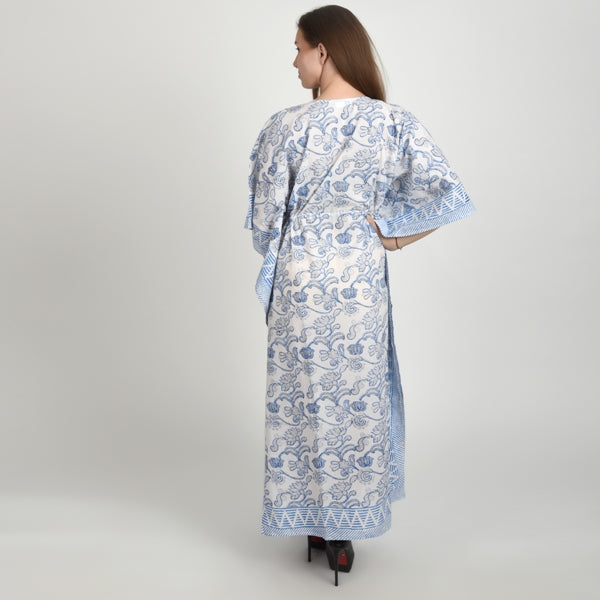 Hand Block Print Cotton Caftans For Women Free Size Vintage traditonal art Maxi gown sleepwear Night gown Kaftan dress