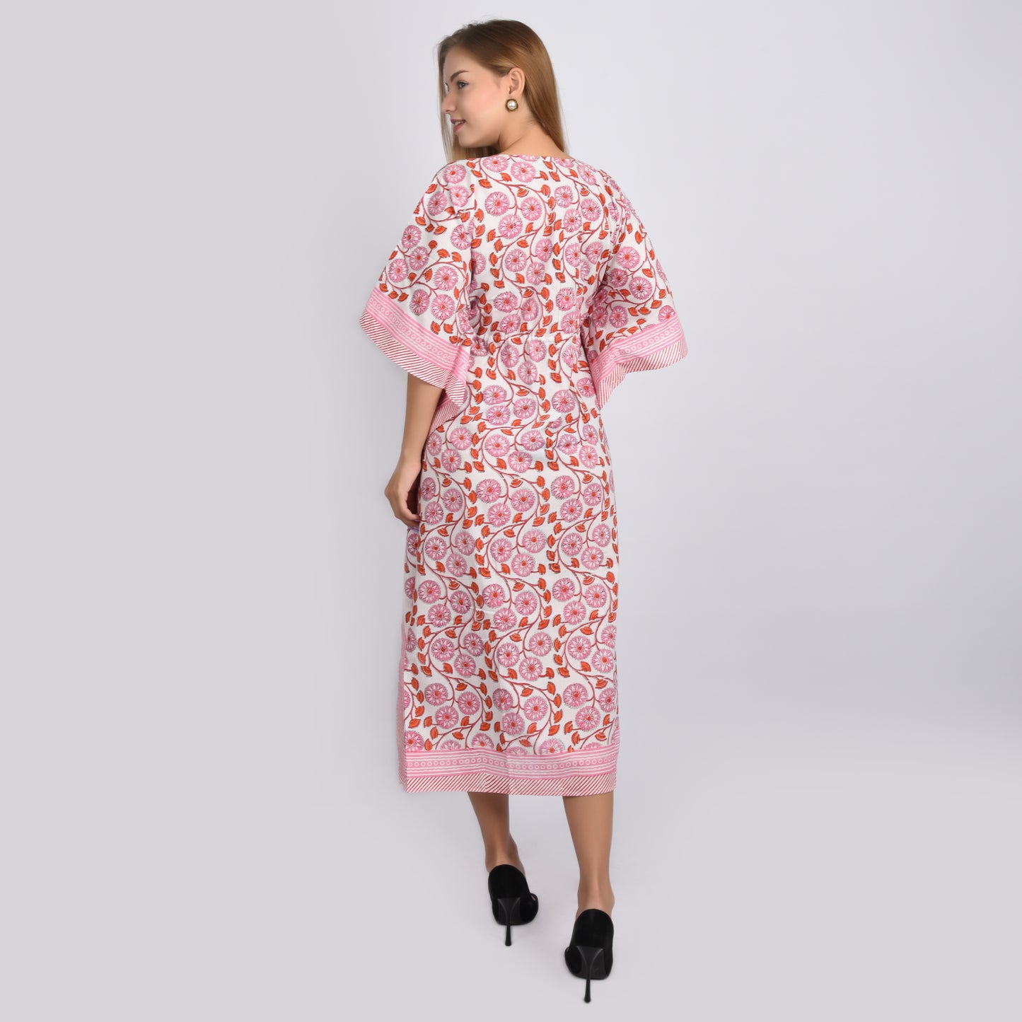 Hand Block Print Cotton Caftans For Women Free Size Vintage traditonal art Maxi gown sleepwear Night gown Kaftan dress