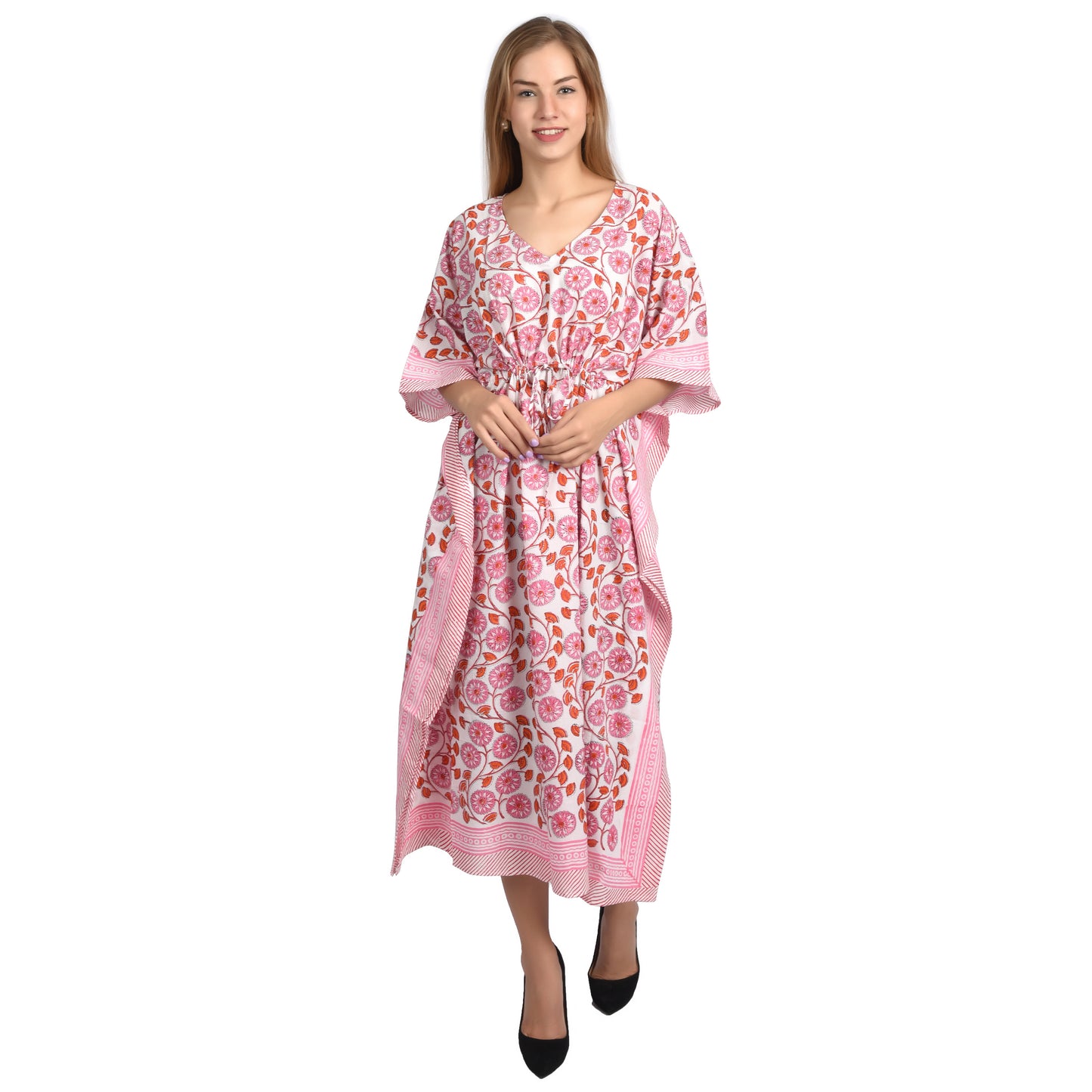 Hand Block Print Cotton Caftans For Women Free Size Vintage traditonal art Maxi gown sleepwear Night gown Kaftan dress