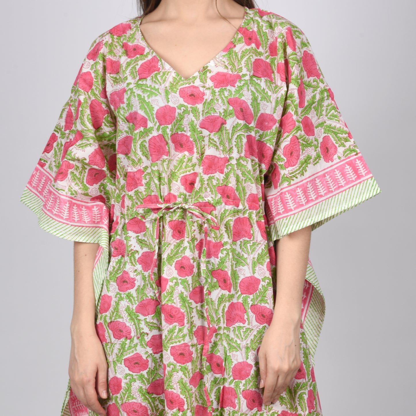 Hand Block Print Cotton Caftans For Women Free Size Vintage traditonal art Maxi gown sleepwear Night gown Kaftan dress