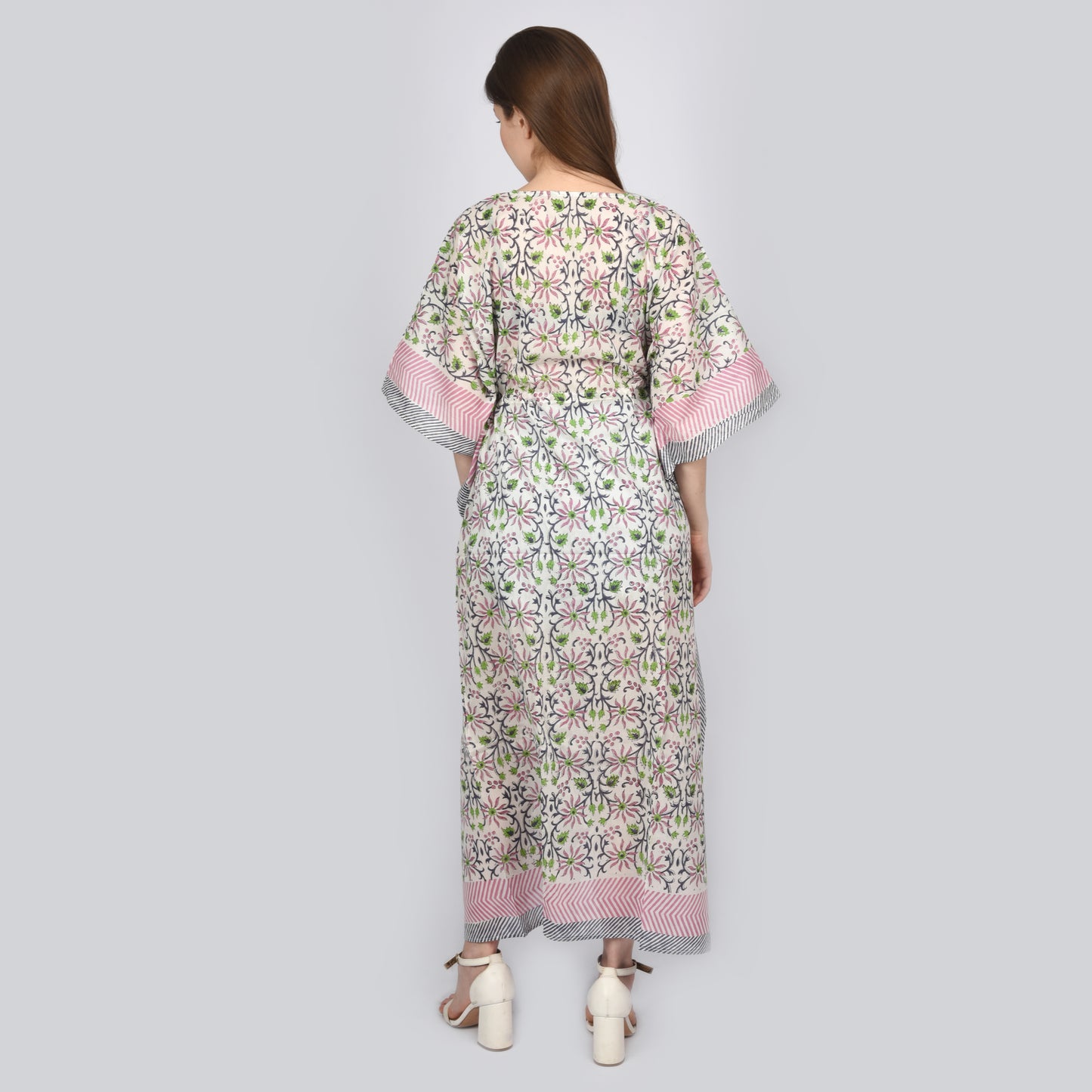 Hand Block Print Cotton Caftans For Women Free Size Vintage traditonal art Maxi gown sleepwear Night gown Kaftan dress