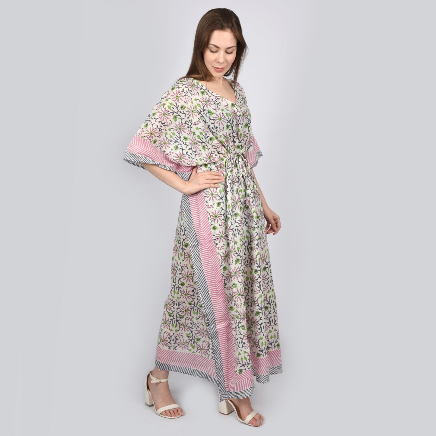 Hand Block Print Cotton Caftans For Women Free Size Vintage traditonal art Maxi gown sleepwear Night gown Kaftan dress