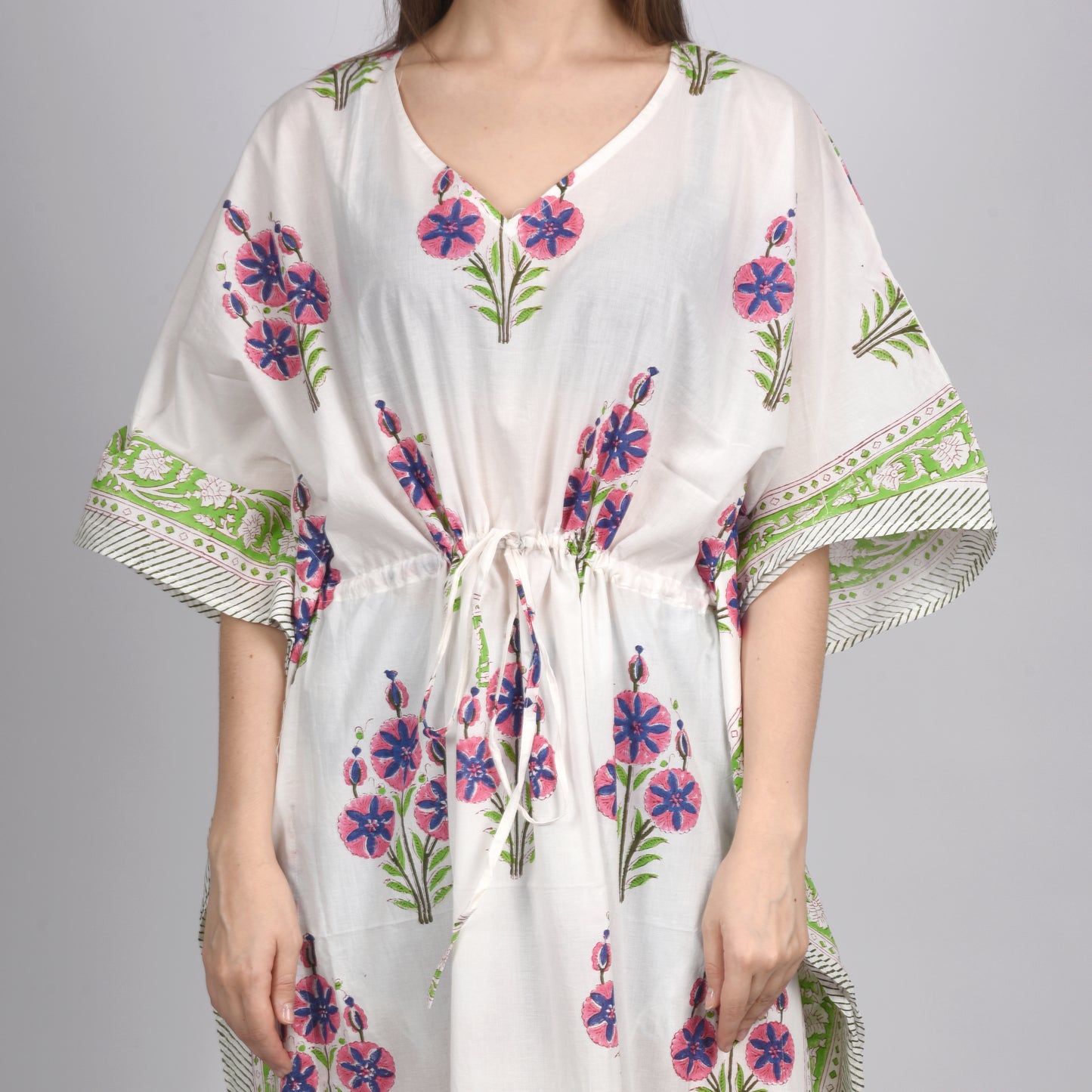 Hand Block Print Cotton Caftans For Women Free Size Vintage traditonal art Maxi gown sleepwear Night gown Kaftan dress