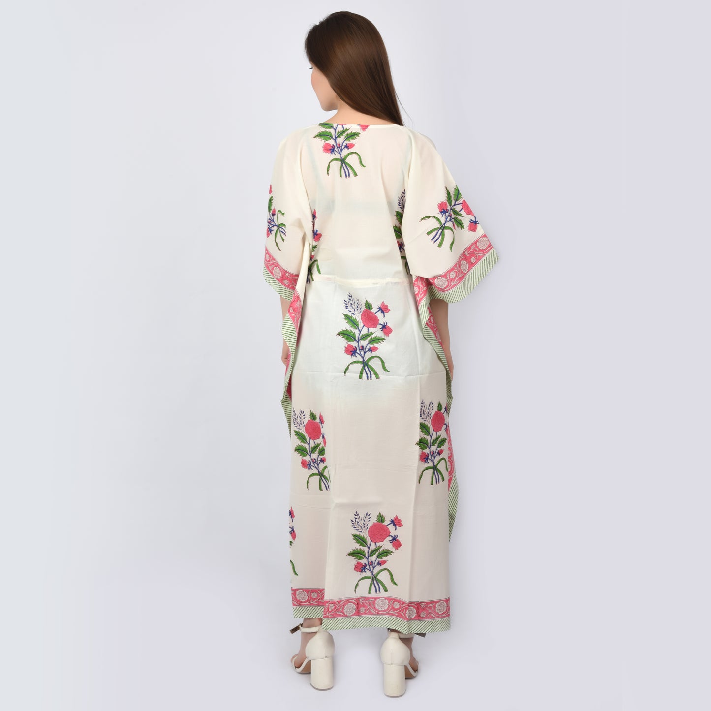 Hand Block Print Cotton Caftans For Women Free Size Vintage traditonal art Maxi gown sleepwear Night gown Kaftan dress