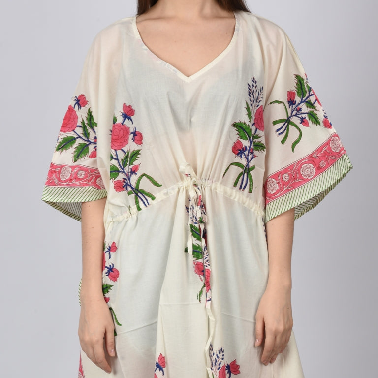Hand Block Print Cotton Caftans For Women Free Size Vintage traditonal art Maxi gown sleepwear Night gown Kaftan dress