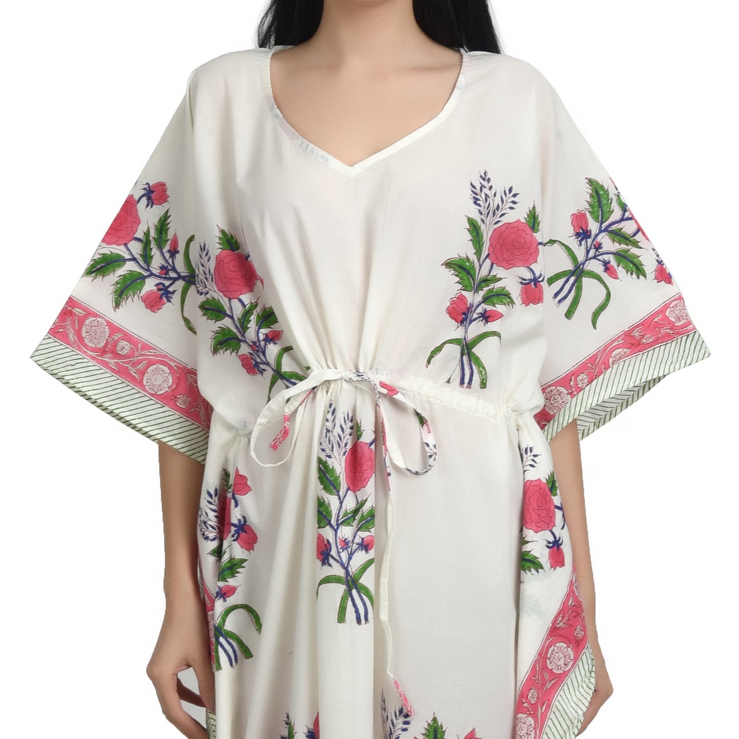 Hand Block Print Cotton Caftans For Women Free Size Vintage traditonal art Maxi gown sleepwear Night gown Kaftan dress