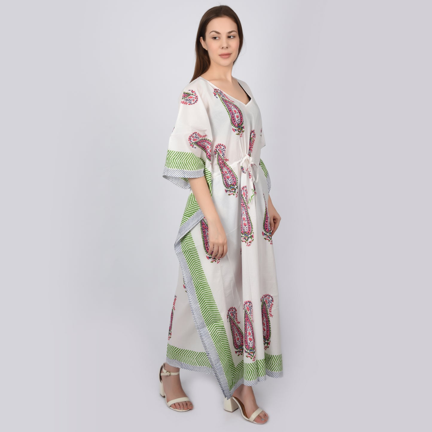 Hand Block Print Cotton Caftans For Women Free Size Vintage traditonal art Maxi gown sleepwear Night gown Kaftan dress