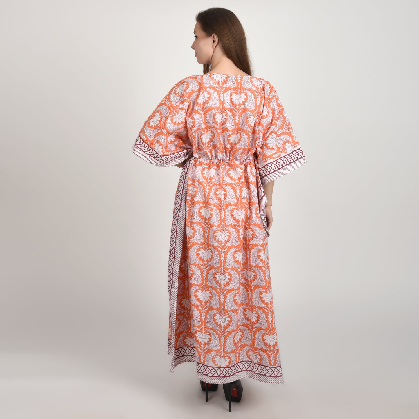 Hand Block Print Cotton Caftans For Women Free Size Vintage traditonal art Maxi gown sleepwear Night gown Kaftan dress