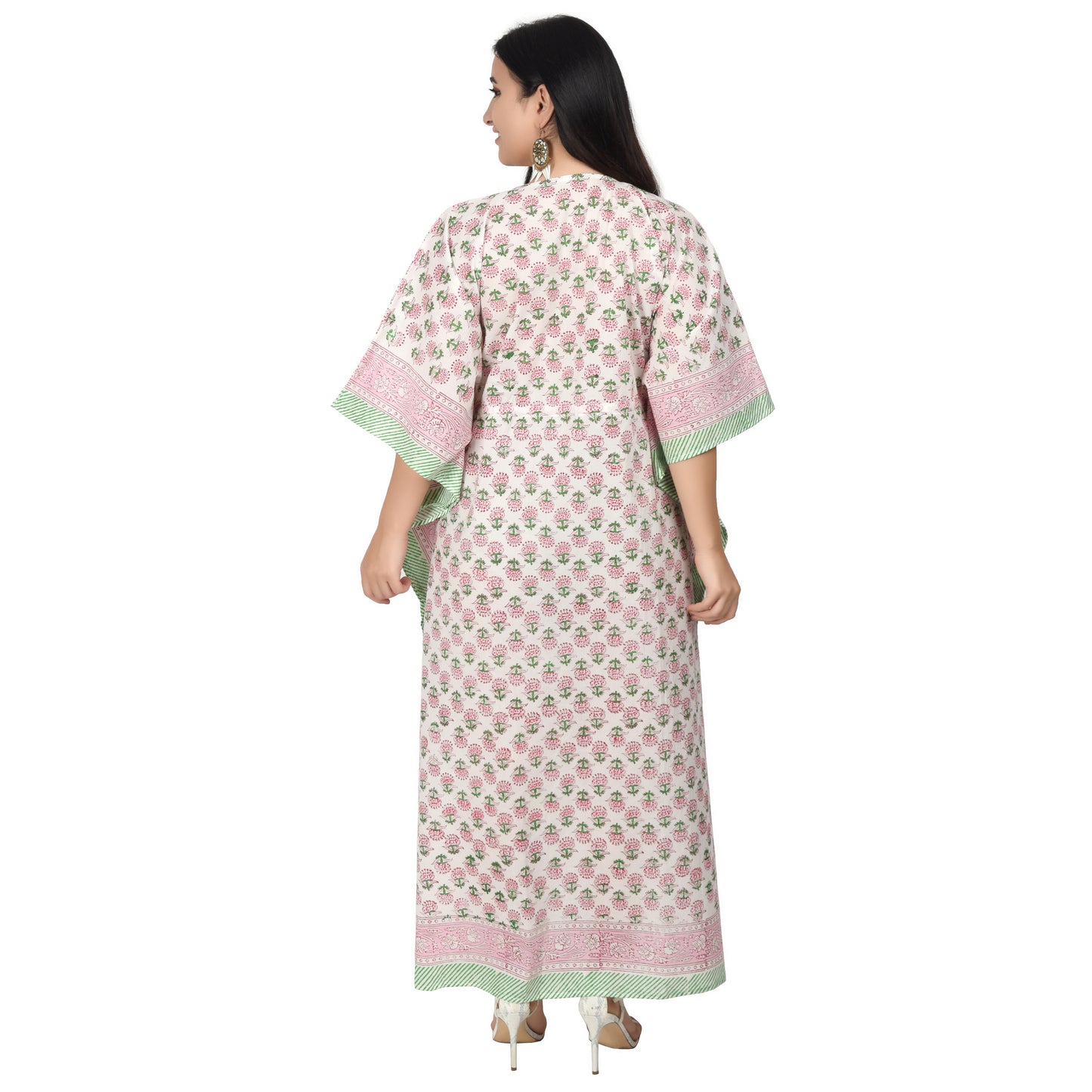 Hand Block Print Cotton Caftans For Women Free Size Vintage traditonal art Maxi gown sleepwear Night gown Kaftan dress