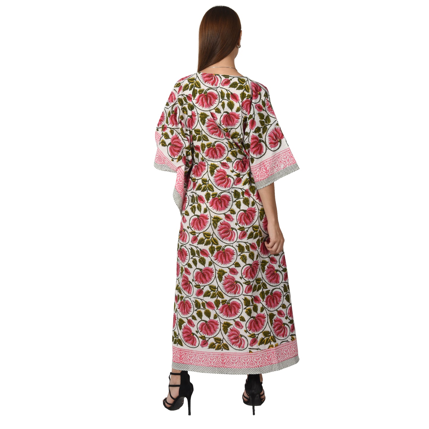 Hand Block Print Cotton Caftans For Women Free Size Sleepwear Vintage traditonal art Kaftan dress