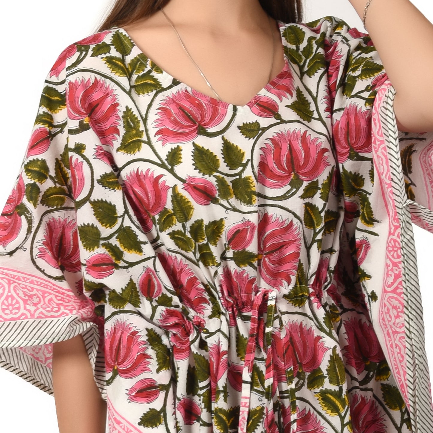 Hand Block Print Cotton Caftans For Women Free Size Sleepwear Vintage traditonal art Kaftan dress
