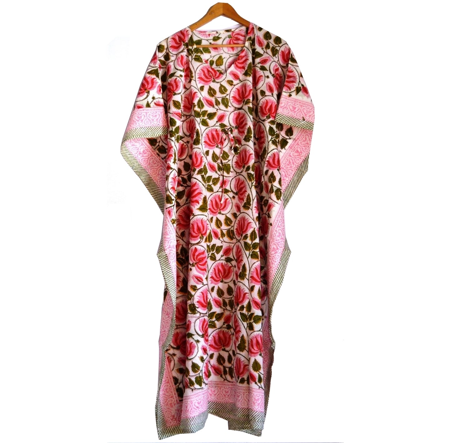 Hand Block Print Cotton Caftans For Women Free Size Sleepwear Vintage traditonal art Kaftan dress