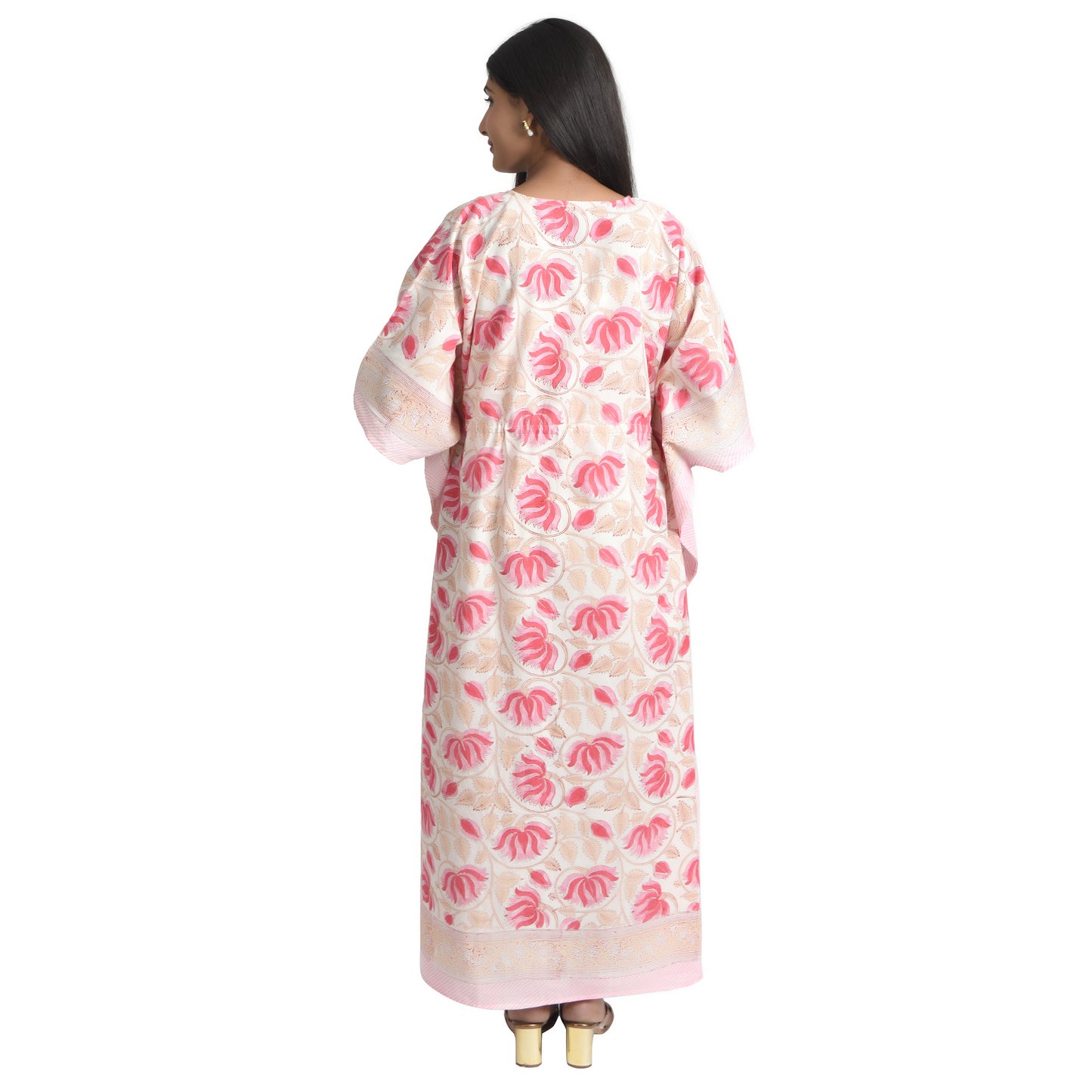 Hand Block Print Cotton Caftans For Women Free Size Vintage traditonal art Maxi gown sleepwear Night gown Kaftan dress