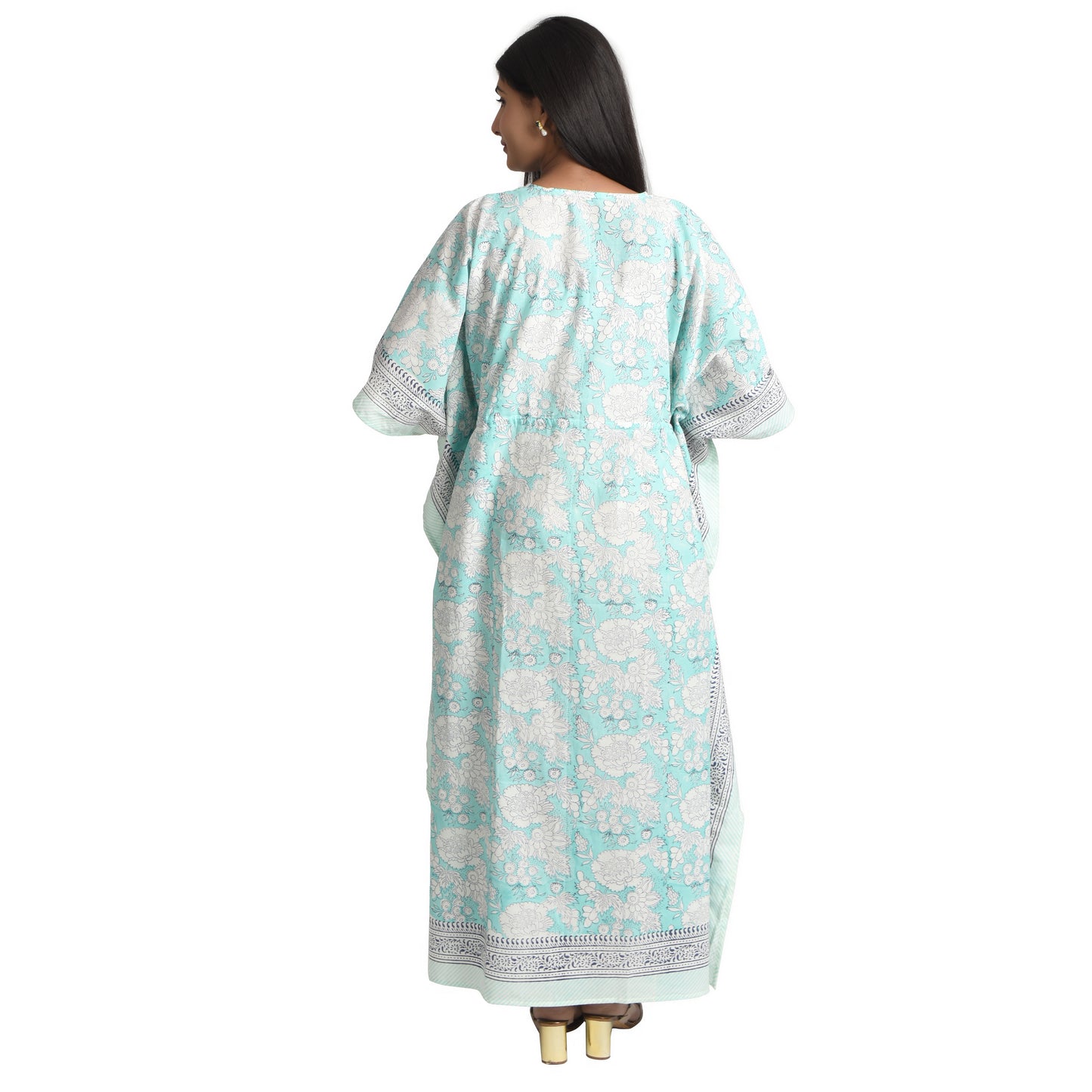 Hand Block Print Cotton Caftans For Women Free Size Vintage traditonal art Maxi gown sleepwear Night gown Kaftan dress