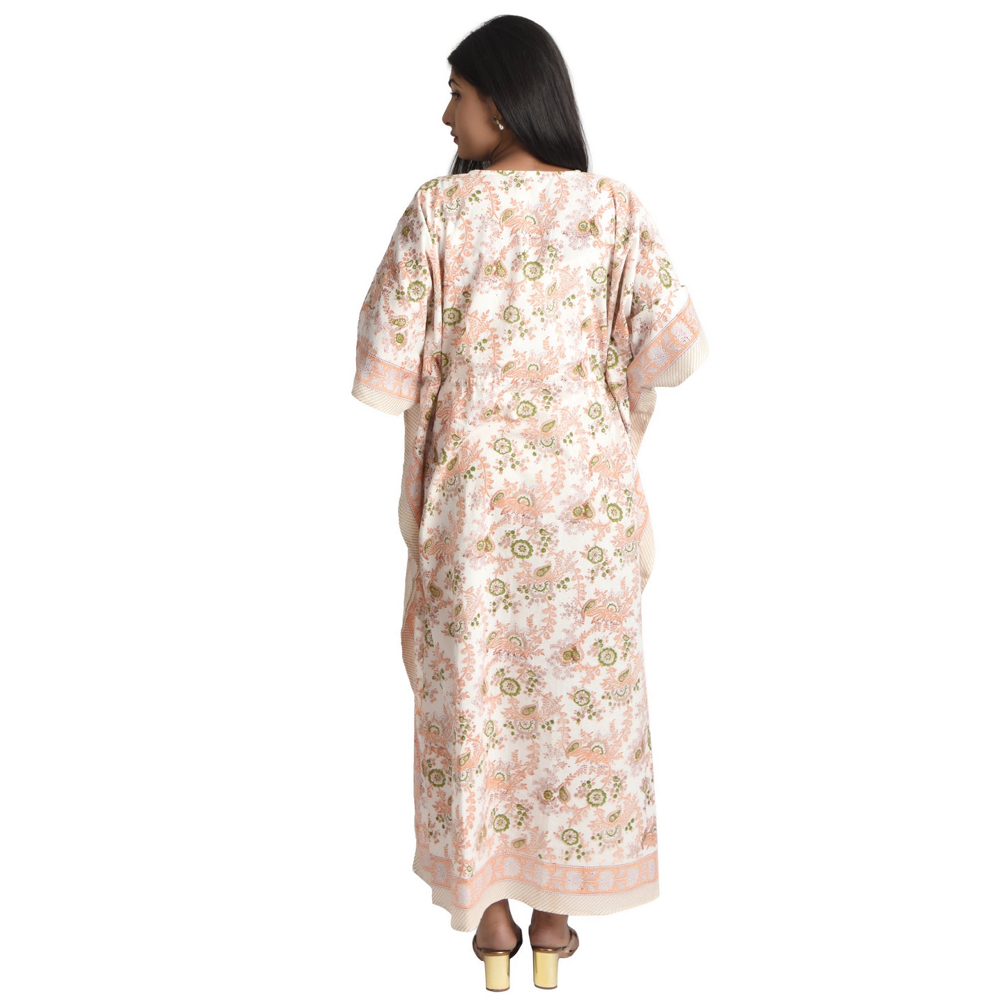 Hand Block Print Cotton Caftans For Women Free Size Vintage traditonal art Maxi gown sleepwear Night gown Kaftan dress