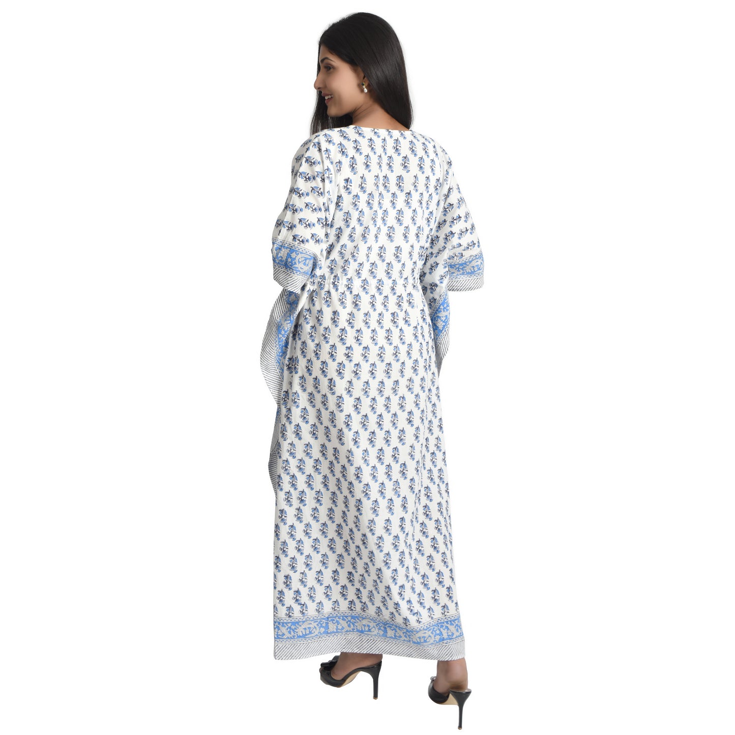 Hand Block Print Cotton Caftans For Women Free Size Vintage traditonal art Maxi gown sleepwear Night gown Kaftan dress