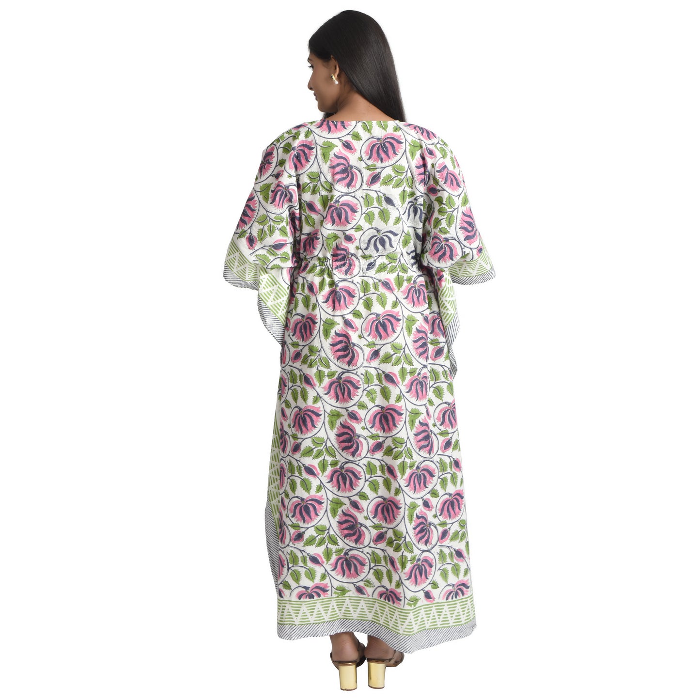 Hand Block Print Cotton Caftans For Women Free Size Vintage traditonal art Maxi gown sleepwear Night gown Kaftan dress