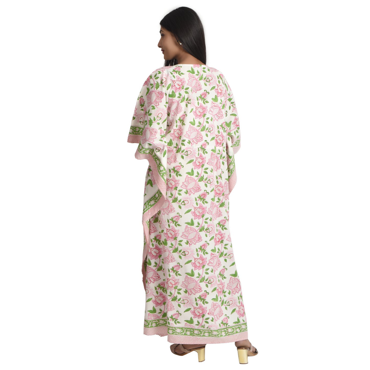 Hand Block Print Cotton Caftans For Women Free Size Vintage traditonal art Maxi gown sleepwear Night gown Kaftan dress